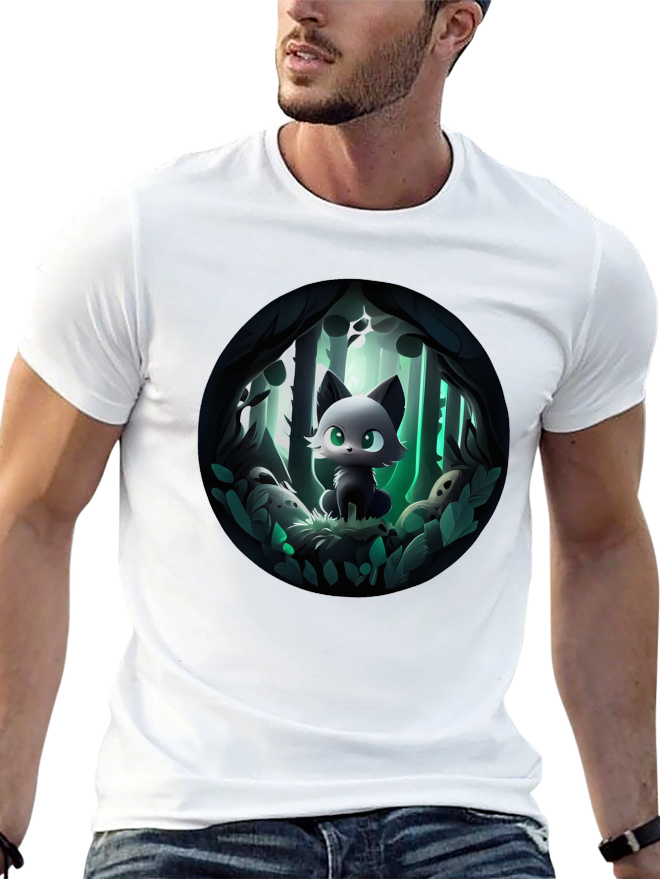 Cartoon Cat Forest T-Shirt
