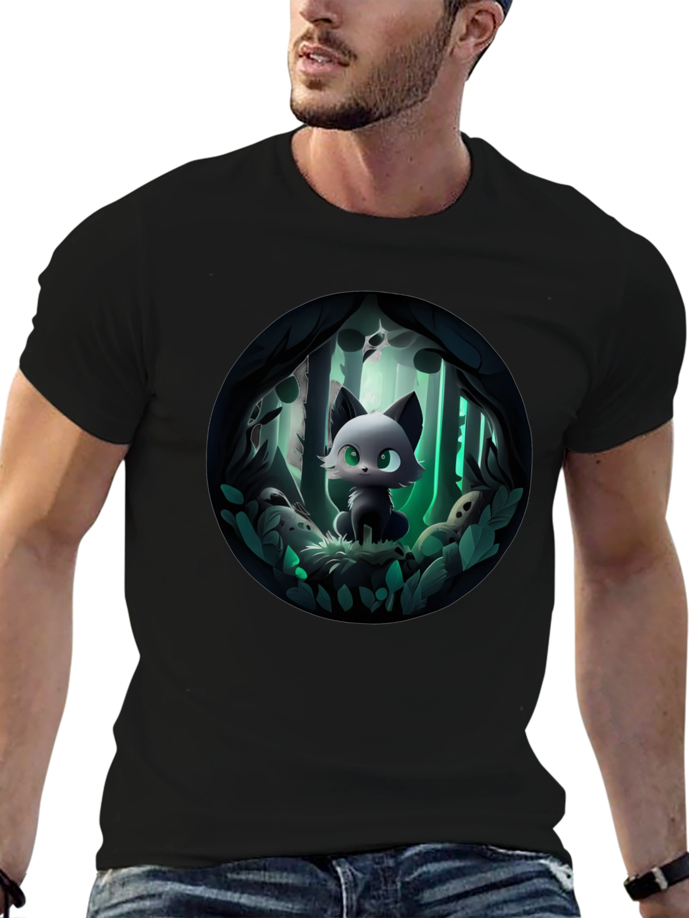 Cartoon Cat Forest T-Shirt