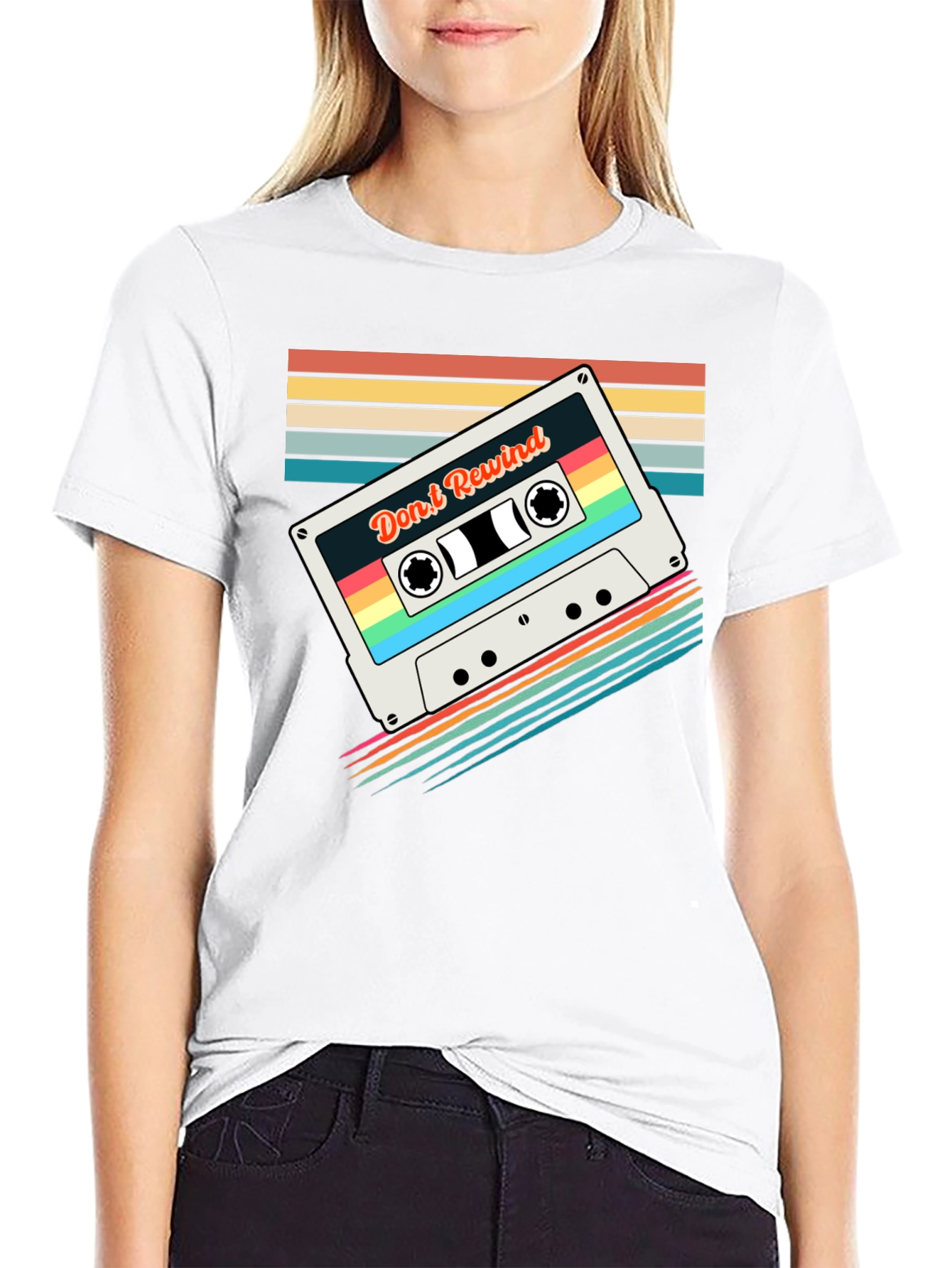 Retro Mixtape T-Shirt - Dont Rewind Black Tee