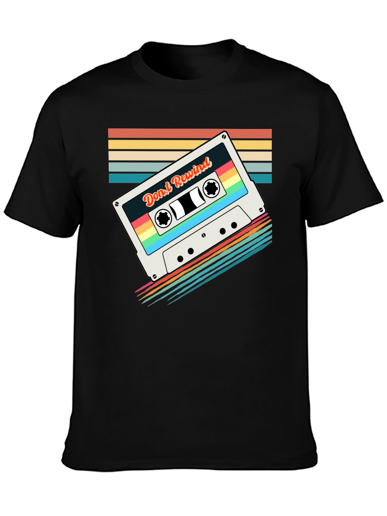 Retro Mixtape T-Shirt - Dont Rewind Black Tee