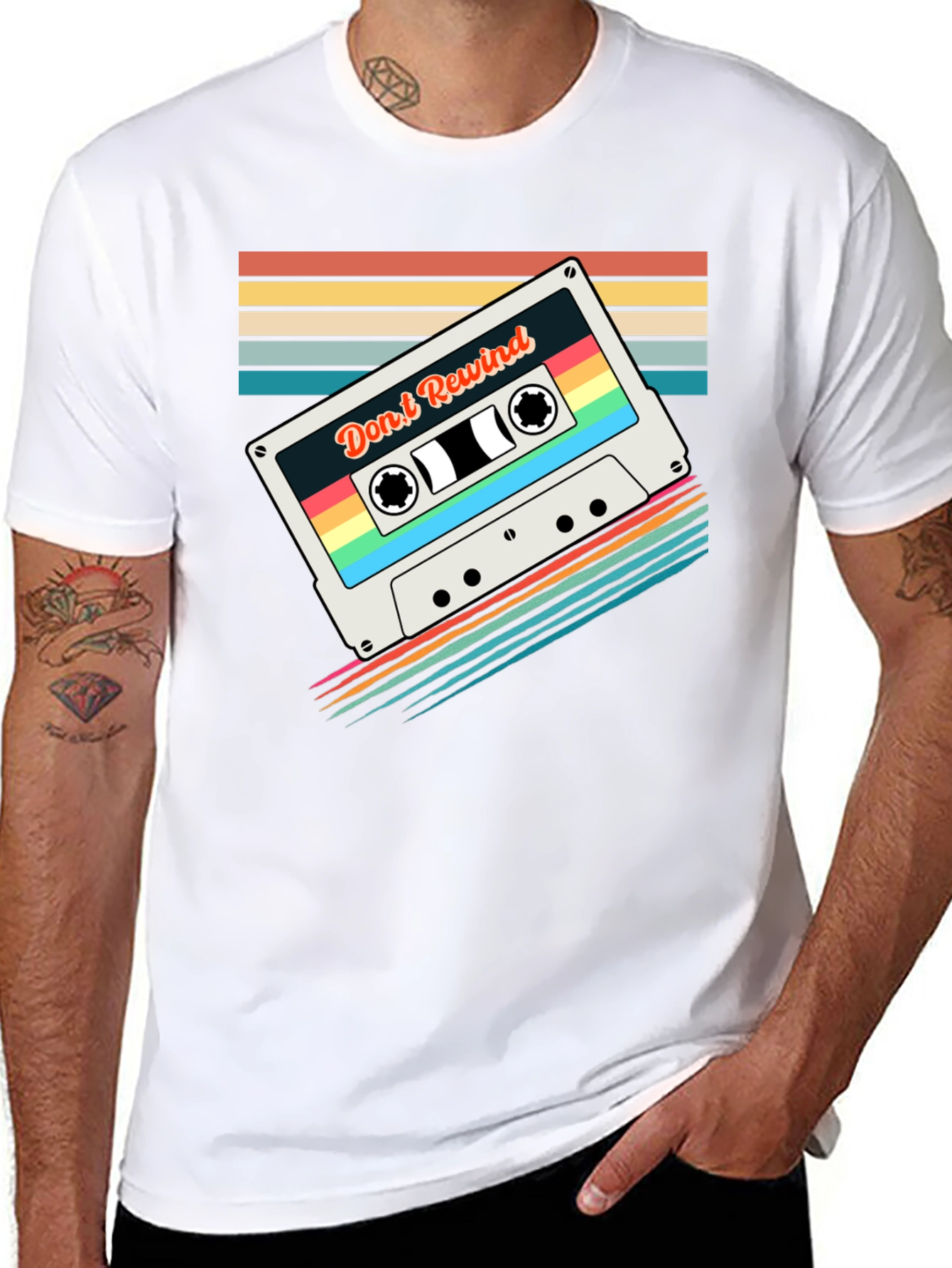 Retro Mixtape T-Shirt - Dont Rewind Black Tee