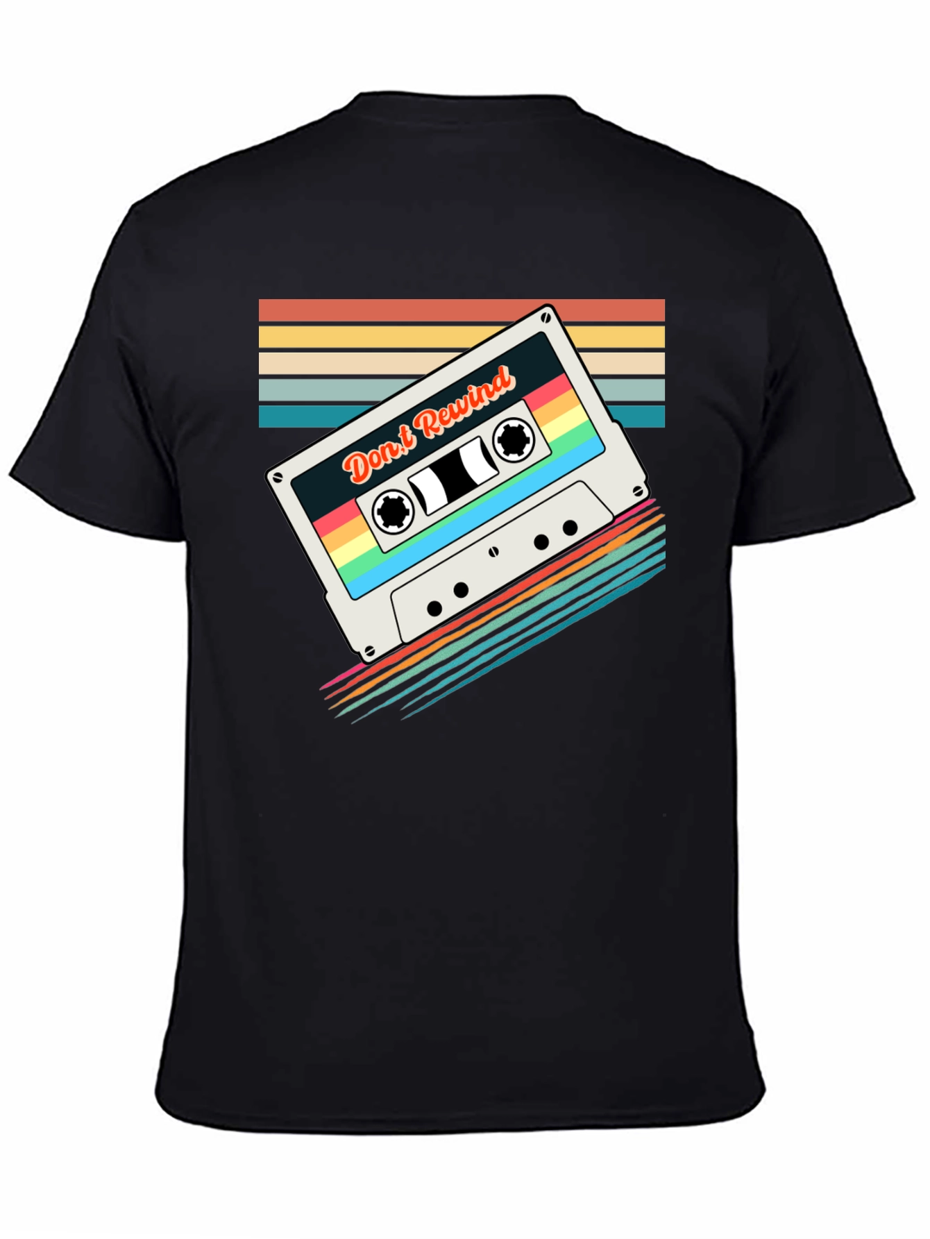 Retro Mixtape T-Shirt - Dont Rewind Black Tee