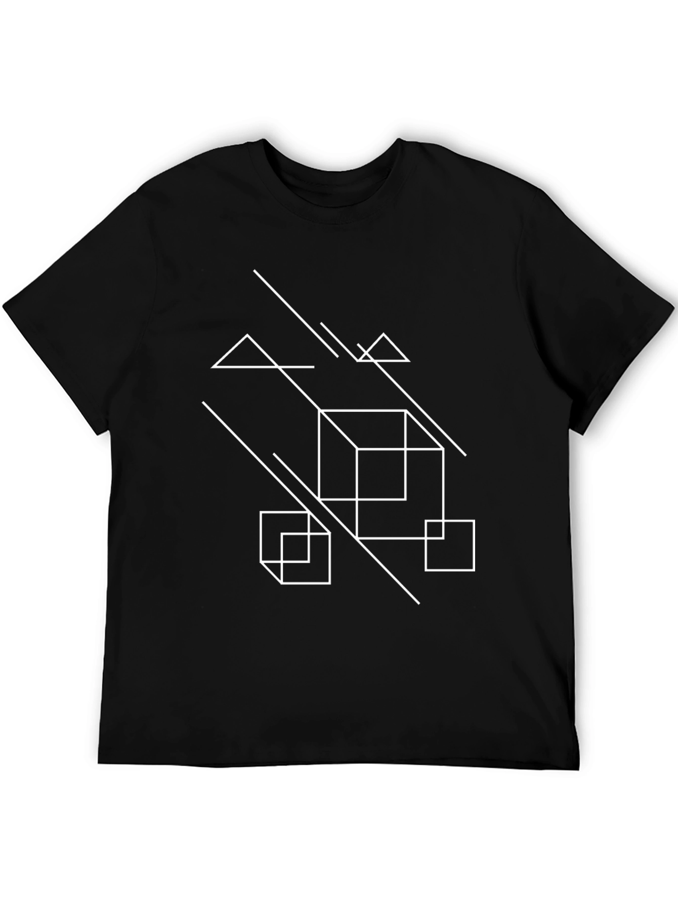 Geometric Graphic Tee - Modern Black T-Shirt