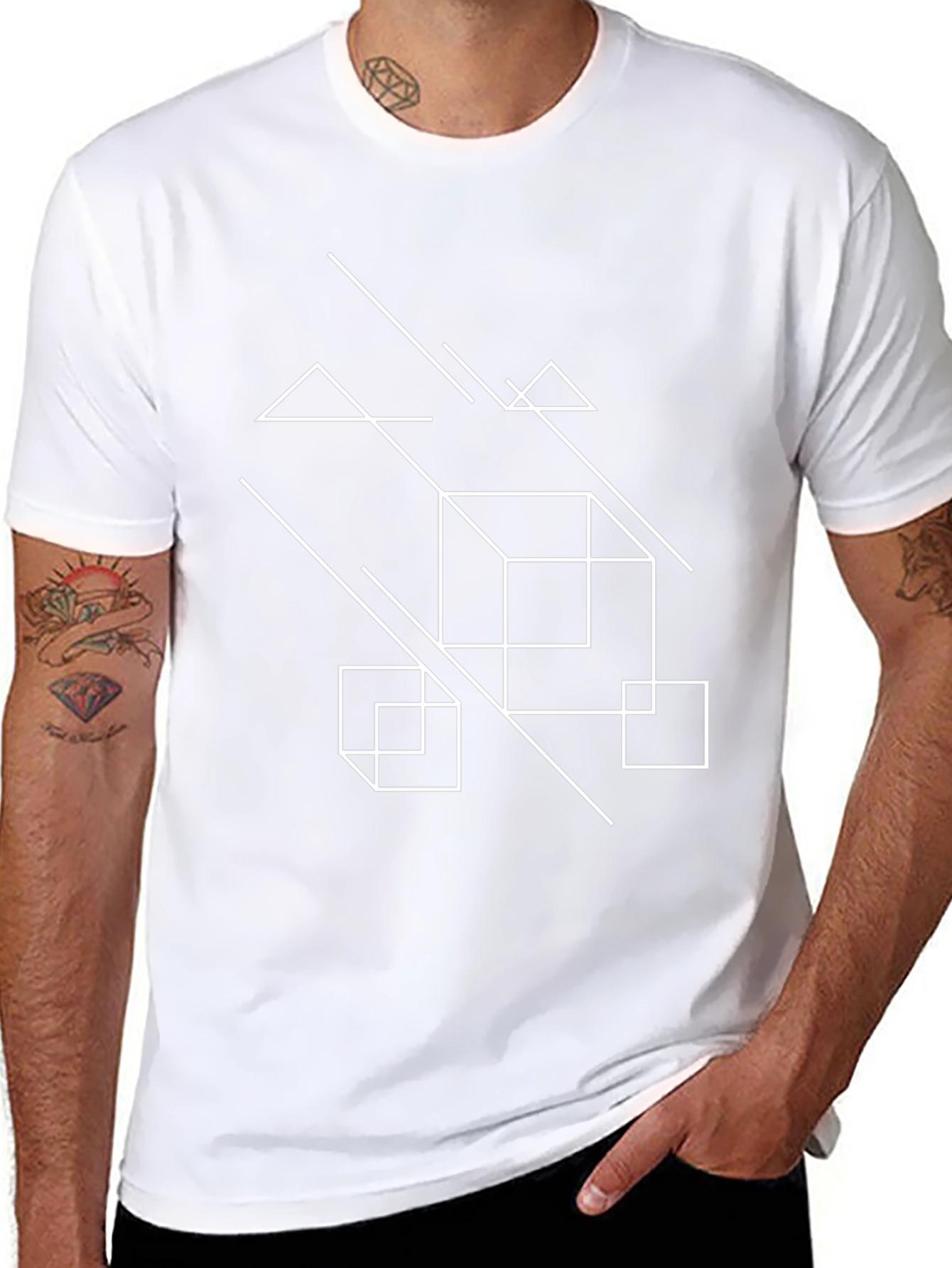 Geometric Graphic Tee - Modern Black T-Shirt
