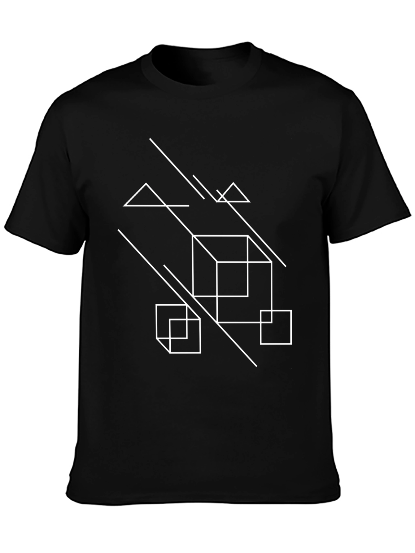 Geometric Graphic Tee - Modern Black T-Shirt