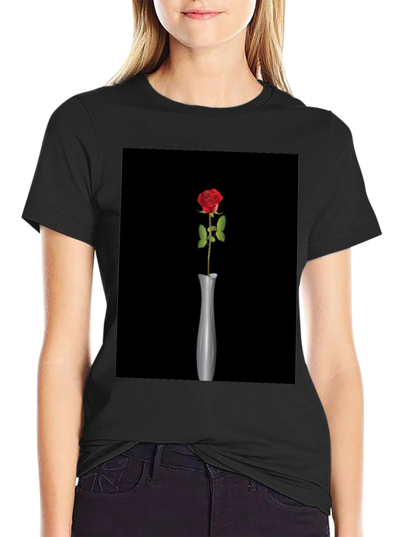 Elegant Rose Vase Graphic Tee