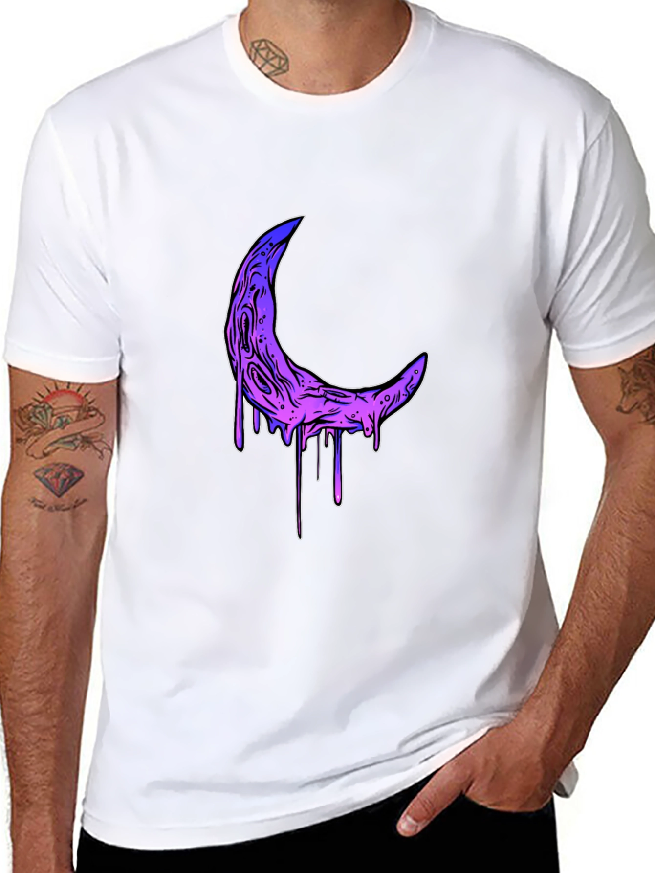 Melting Moon Graphic Tee - Stylish Black T-Shirt