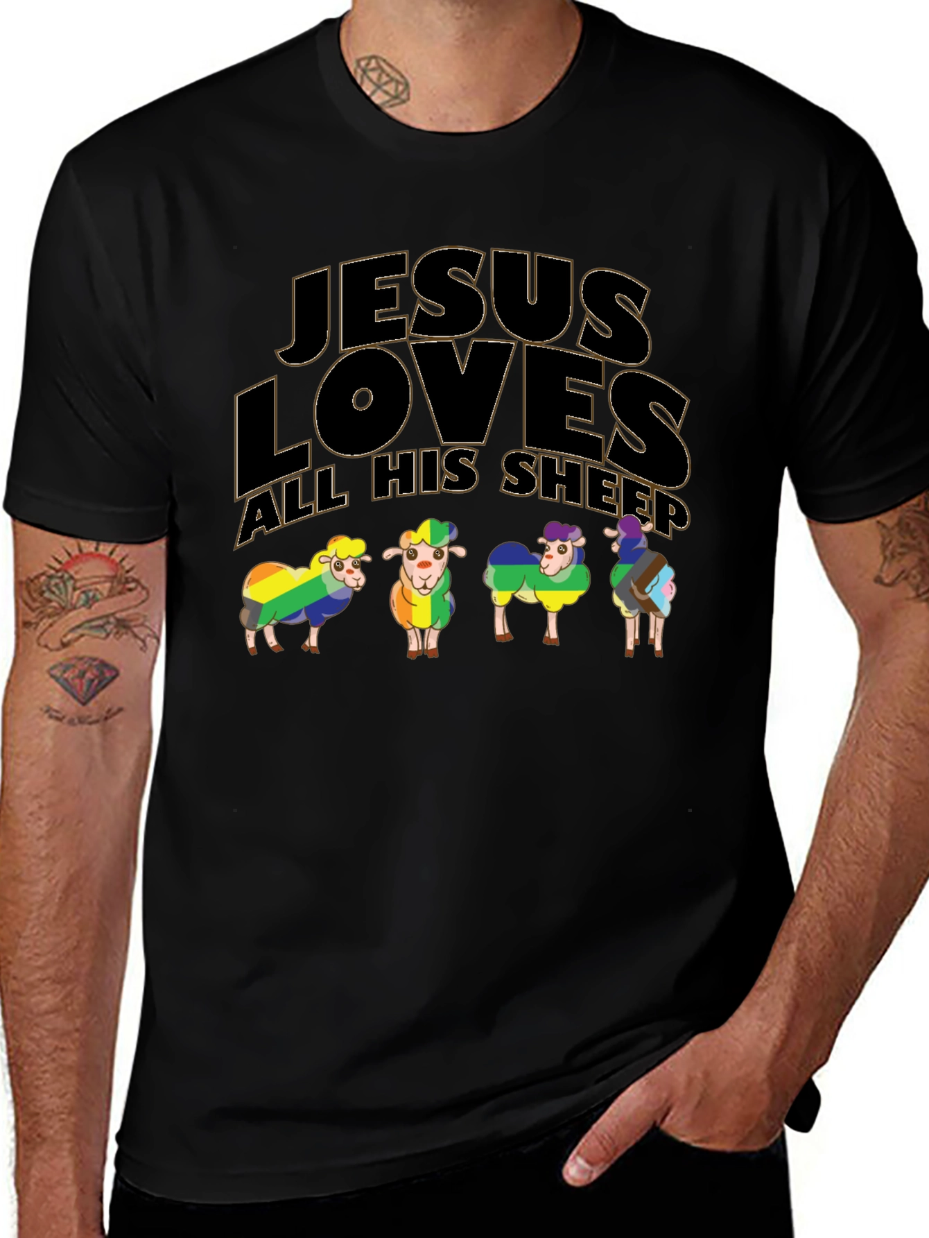 Jesus Loves All His Sheep Pride T-Shirt