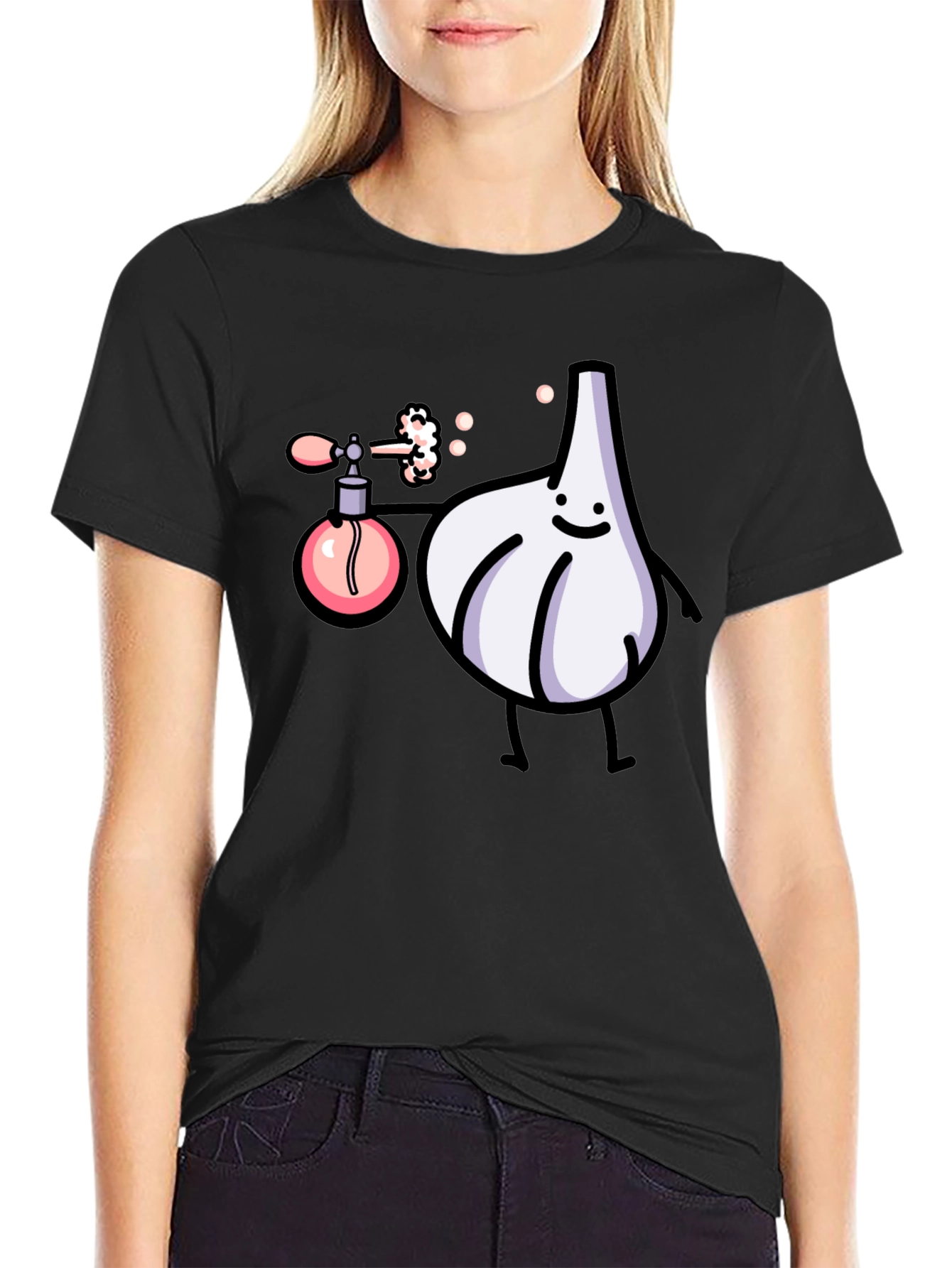 Funny Garlic Perfume T-Shirt - Black Cotton Tee