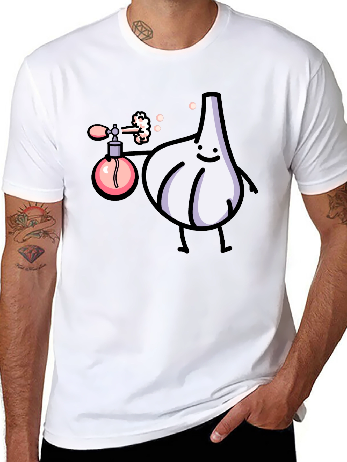 Funny Garlic Perfume T-Shirt - Black Cotton Tee