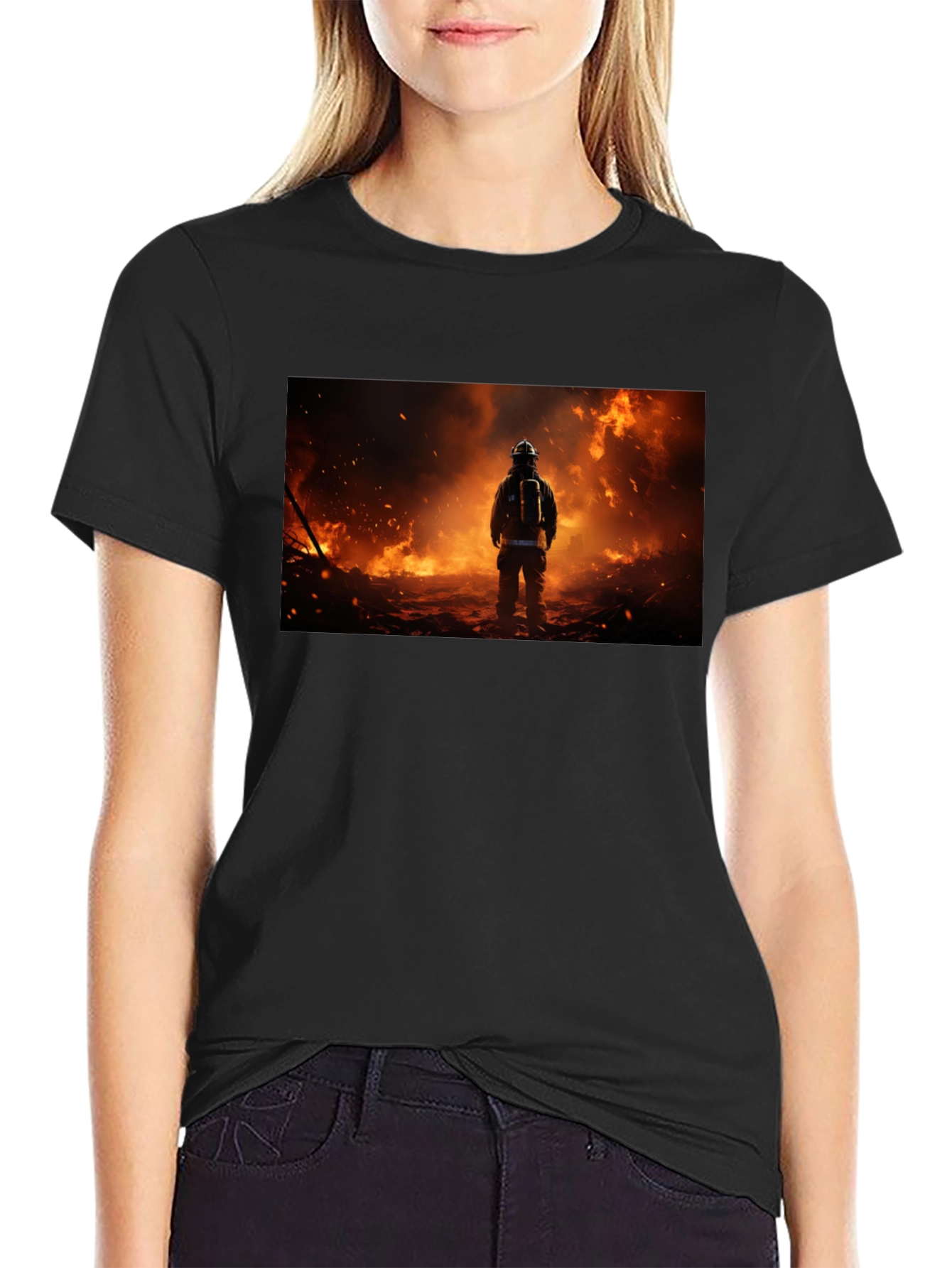 Firefighter Graphic Black T-Shirt
