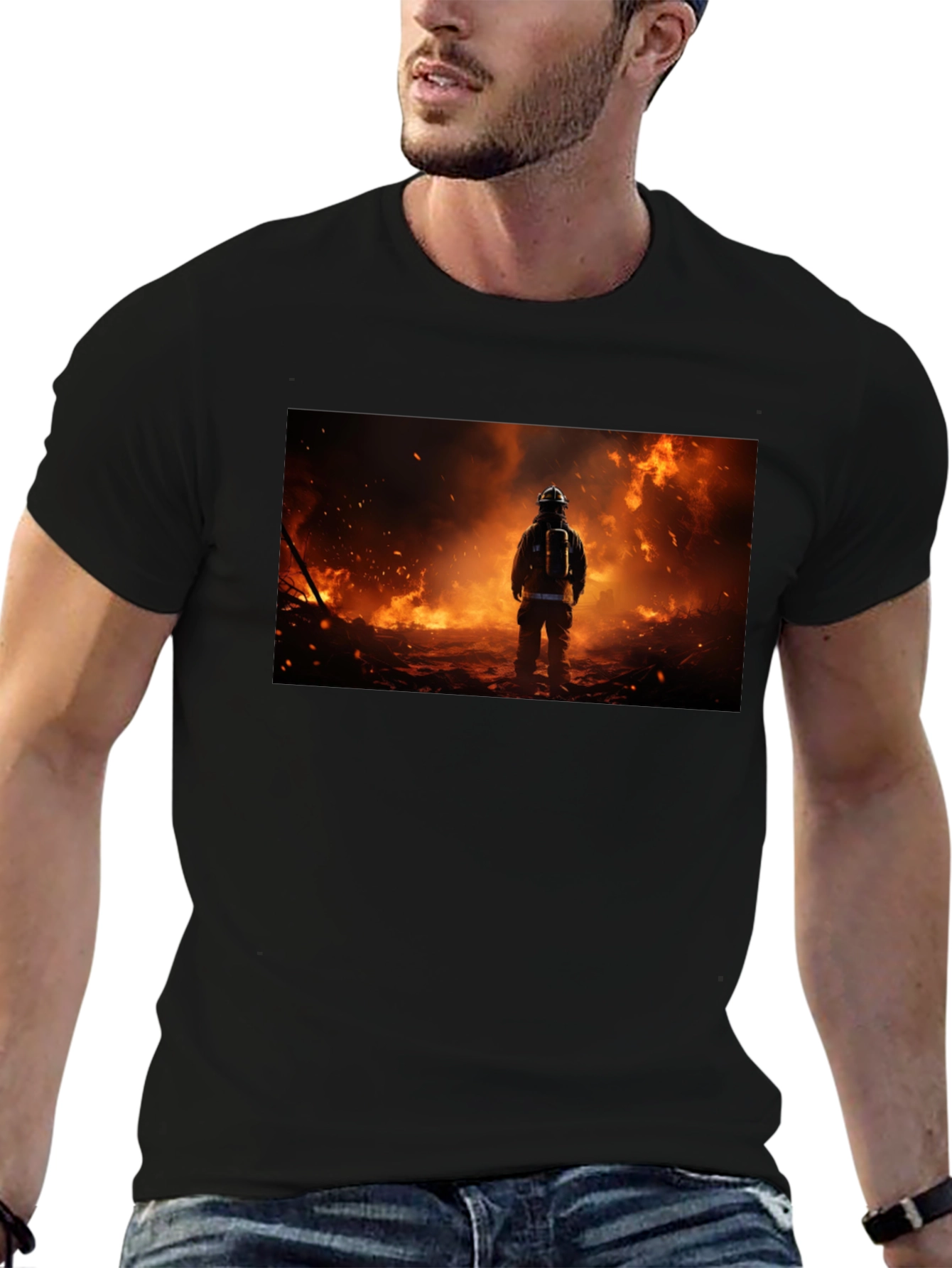 Firefighter Graphic Black T-Shirt