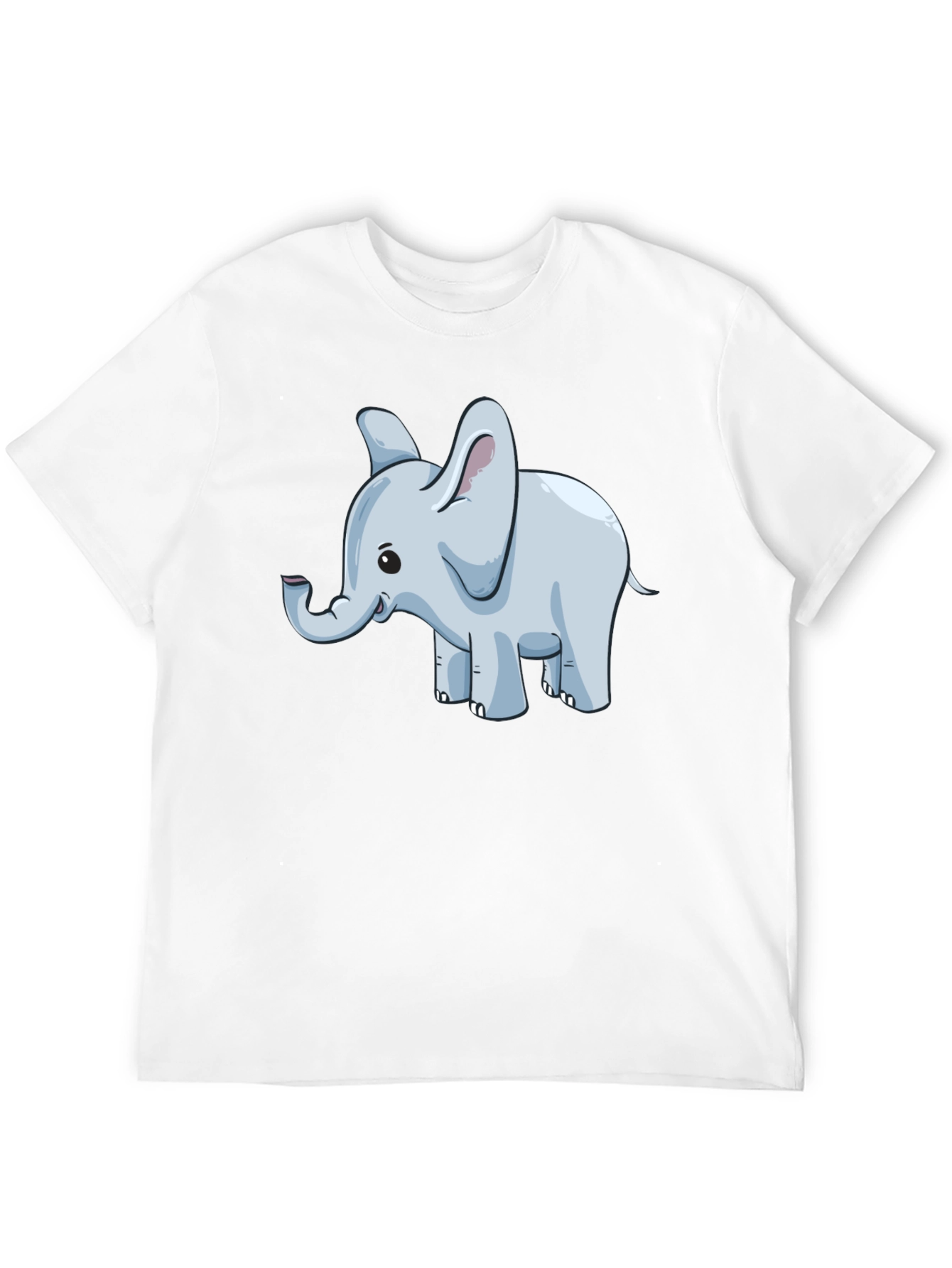 Elephant Cartoon Graphic Tee - Black