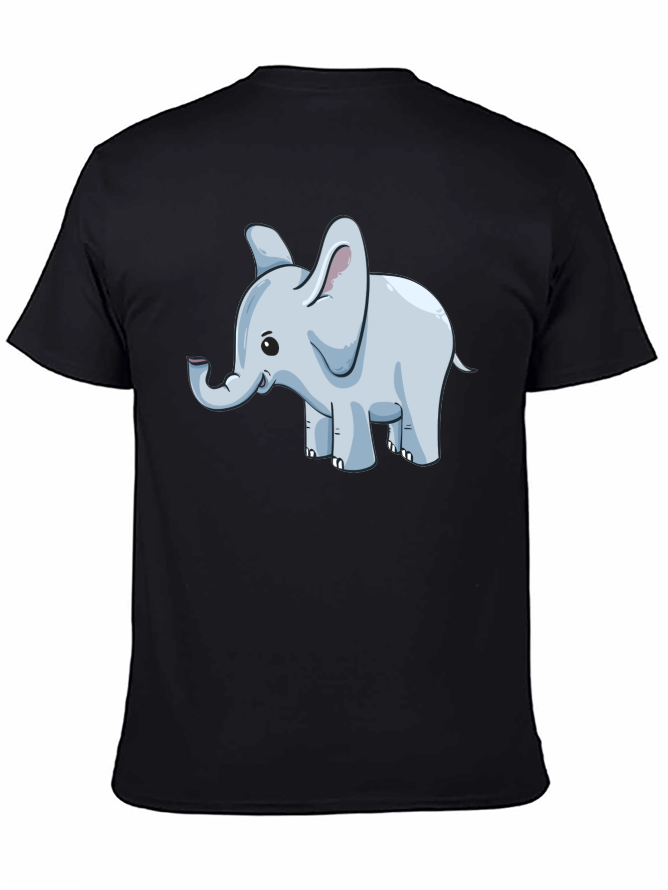 Elephant Cartoon Graphic Tee - Black