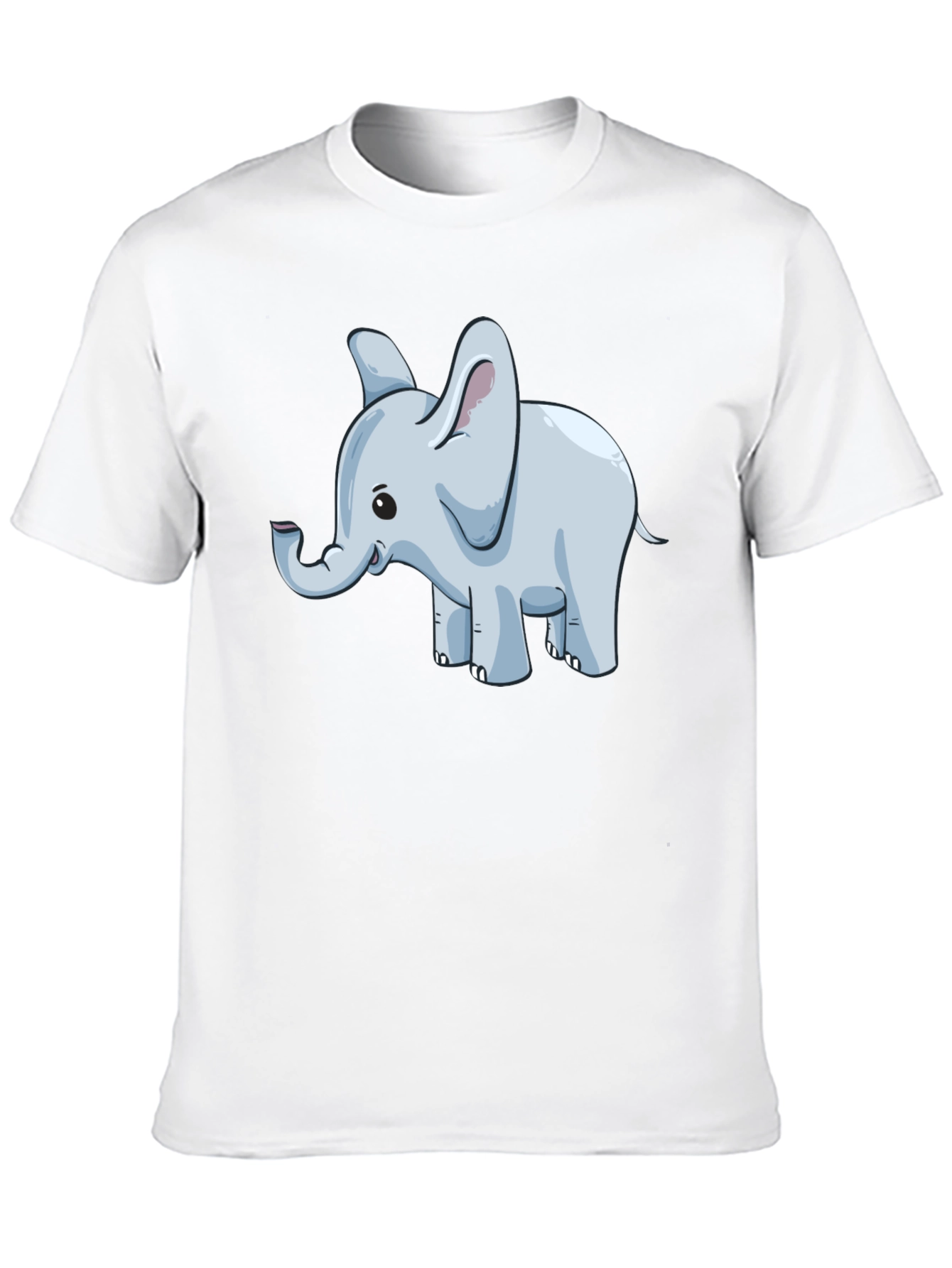 Elephant Cartoon Graphic Tee - Black