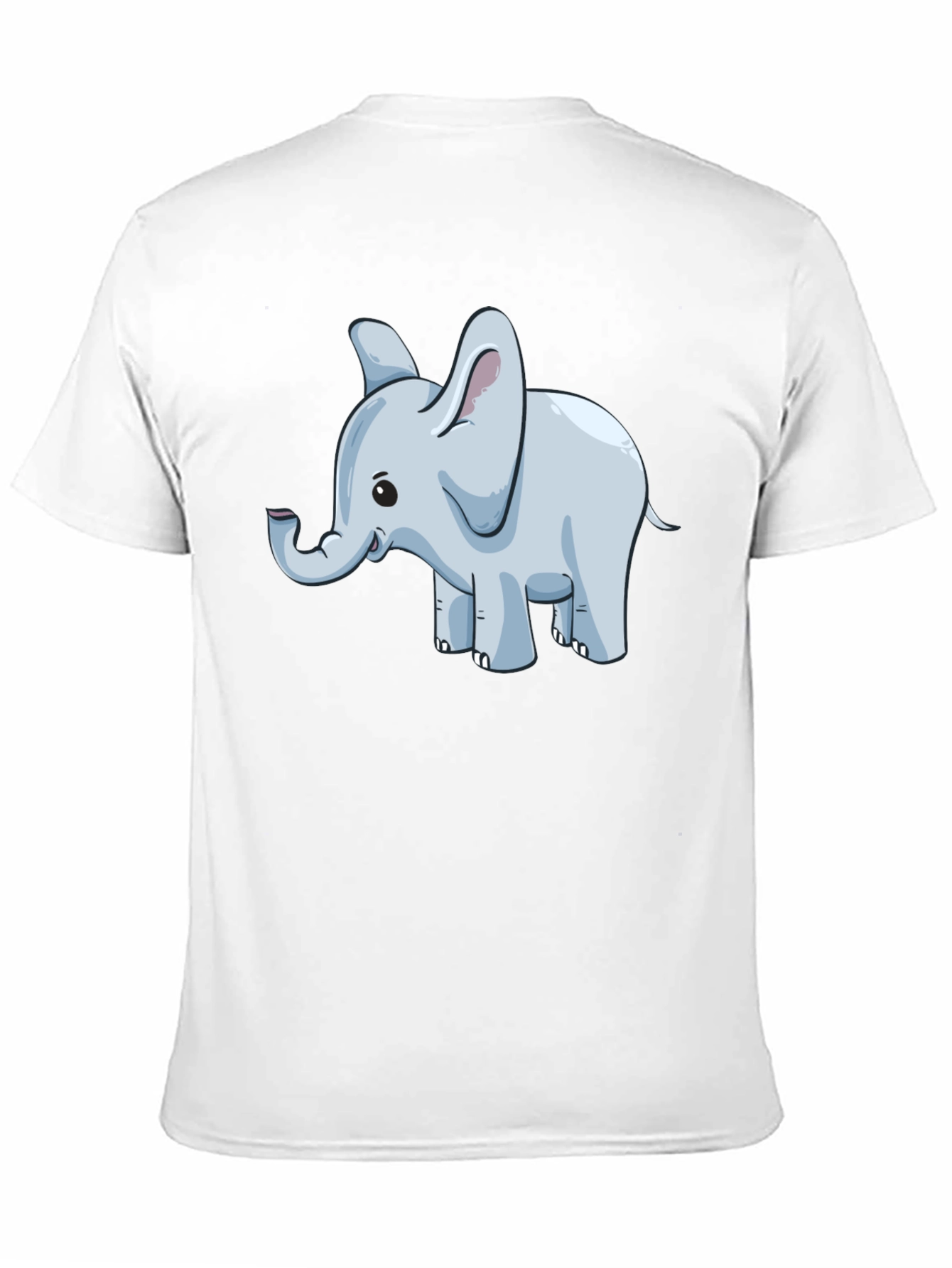 Elephant Cartoon Graphic Tee - Black
