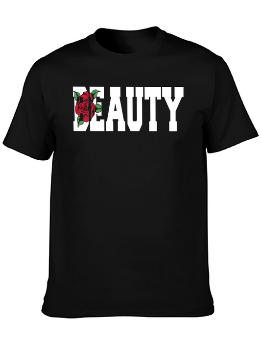 Beauty Rose Graphic Print T-Shirt - Black