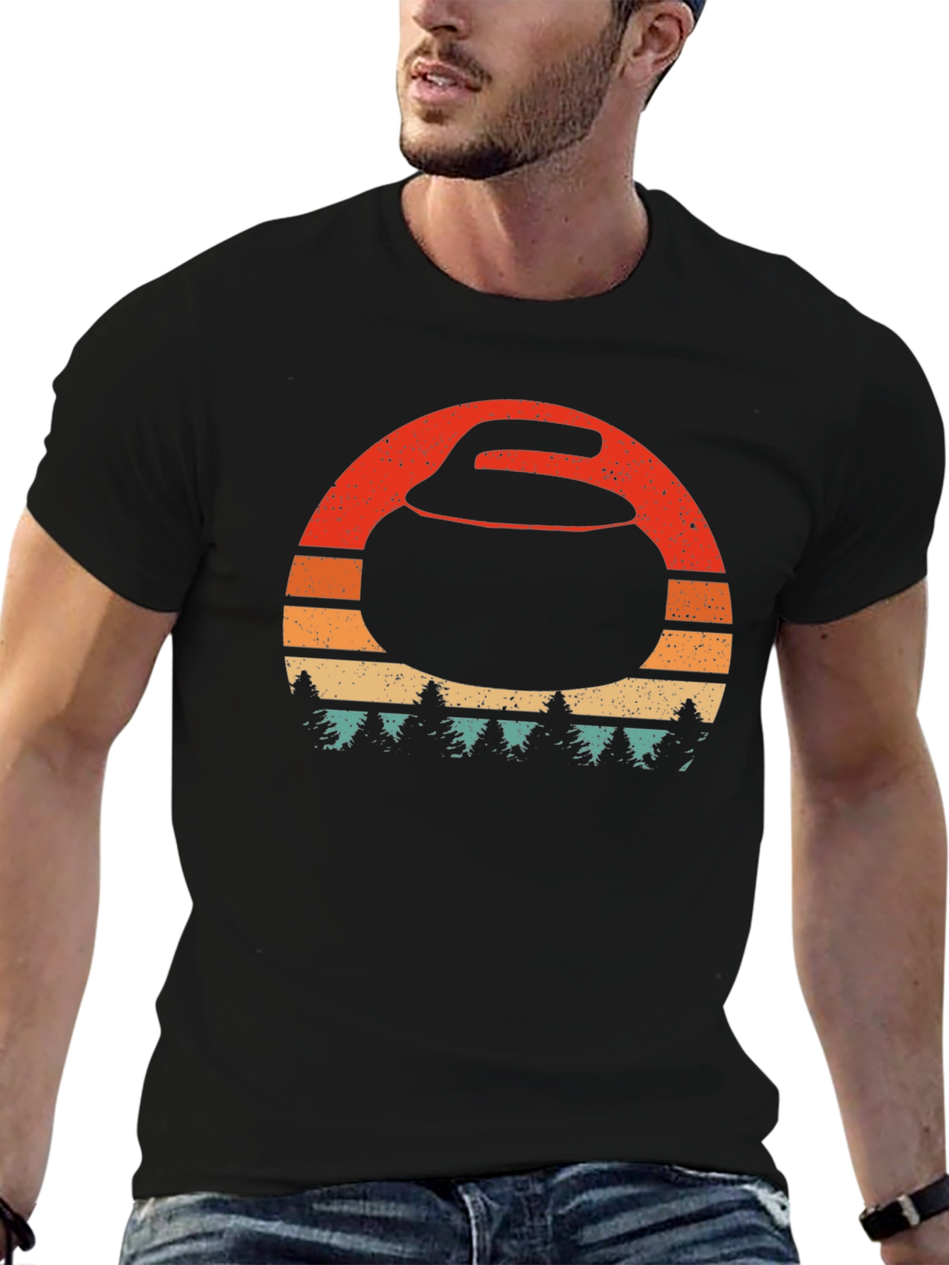 Retro Curling Stone Graphic Tee