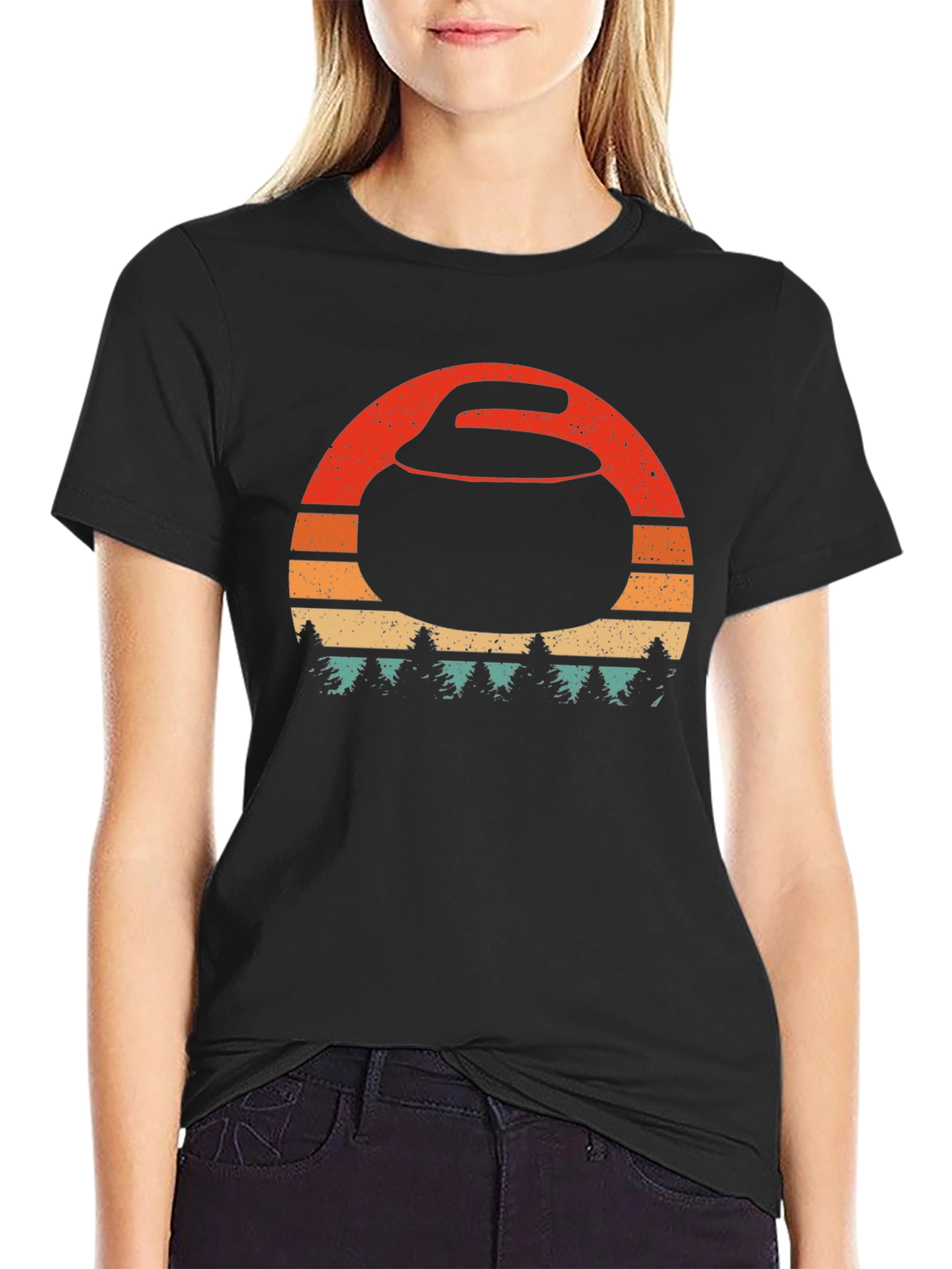 Retro Curling Stone Graphic Tee