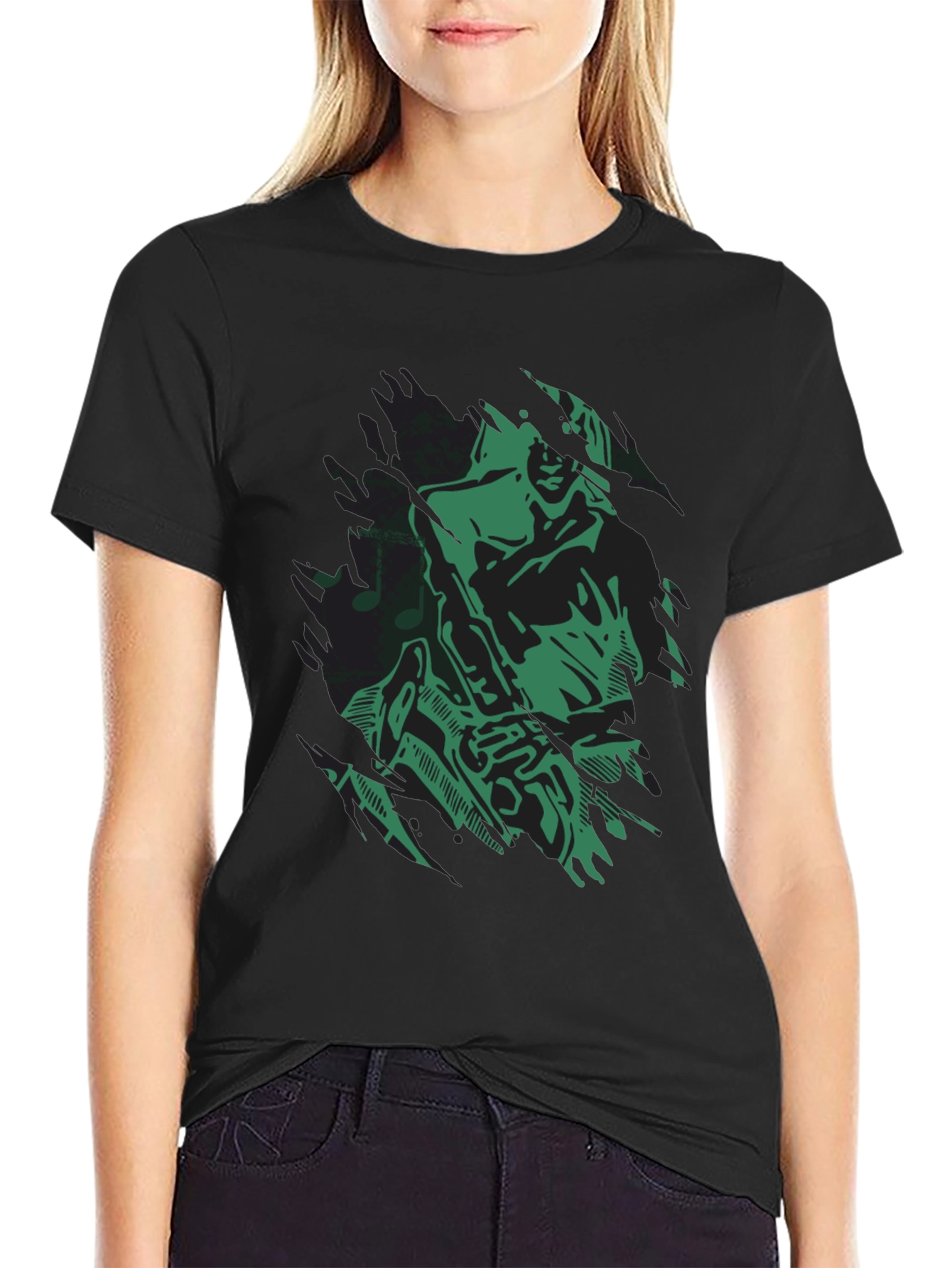 Cool Jazz Saxophone Graphic Black T-Shirt