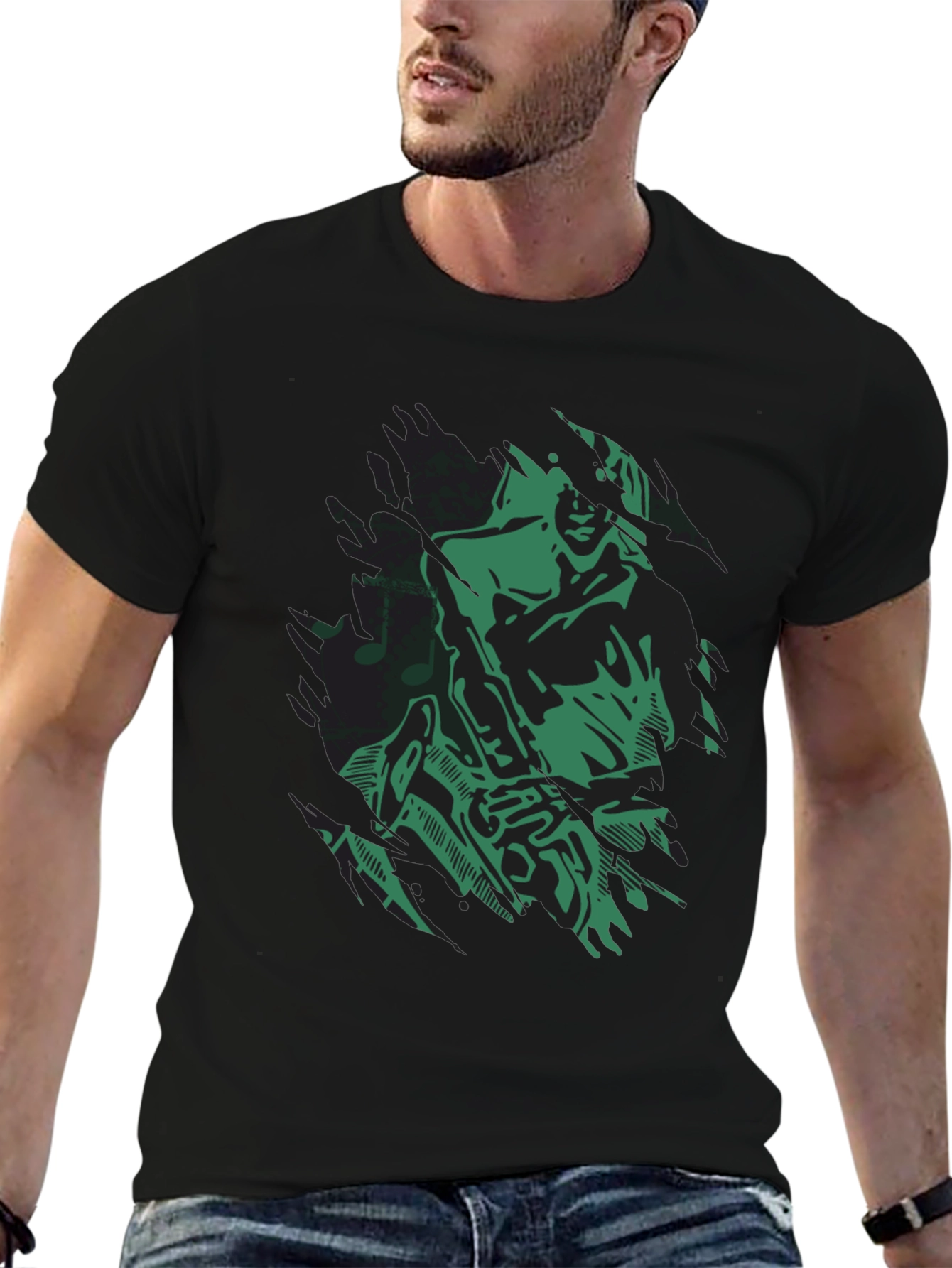 Cool Jazz Saxophone Graphic Black T-Shirt