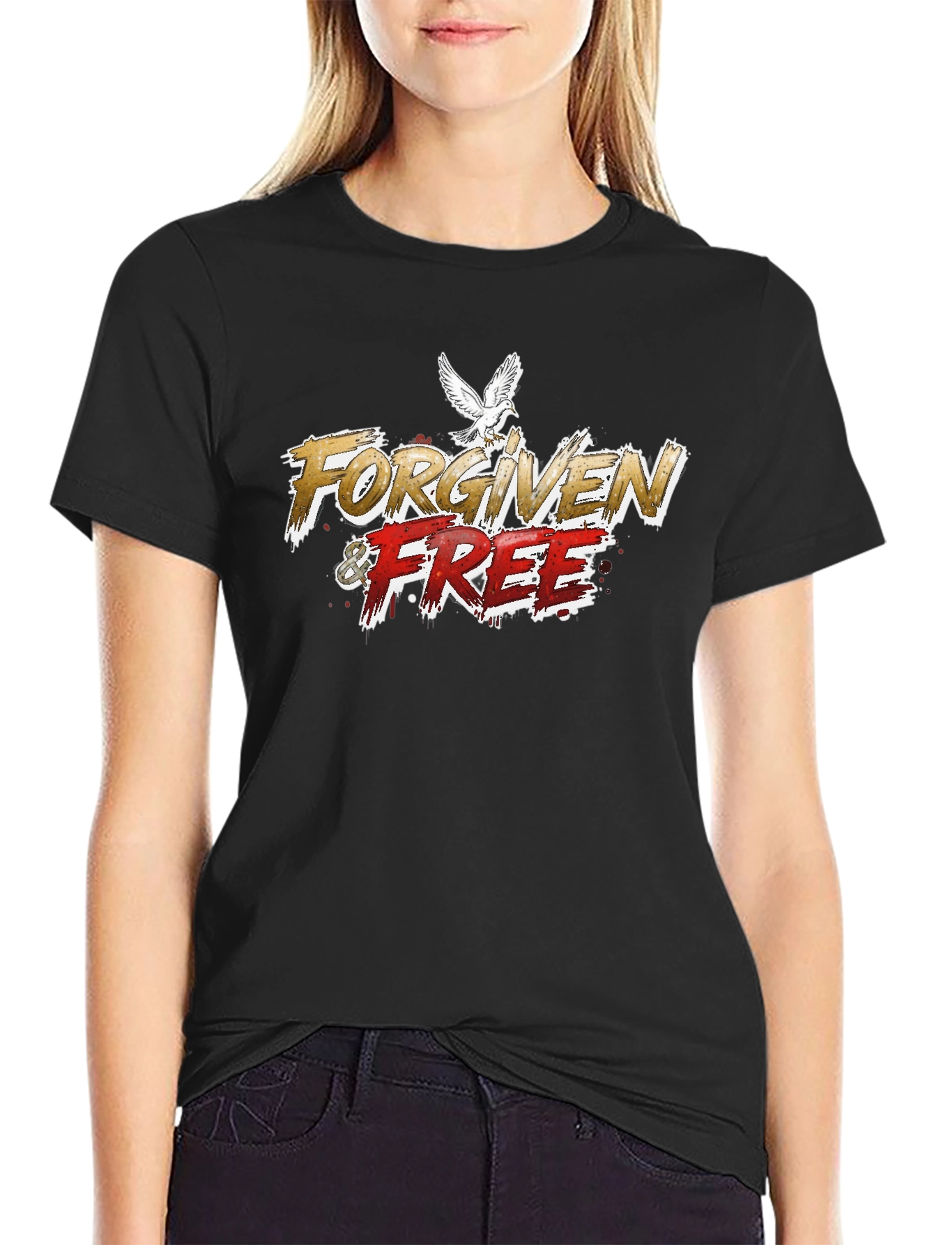 Forgiven & Free Graphic T-Shirt Dove Design