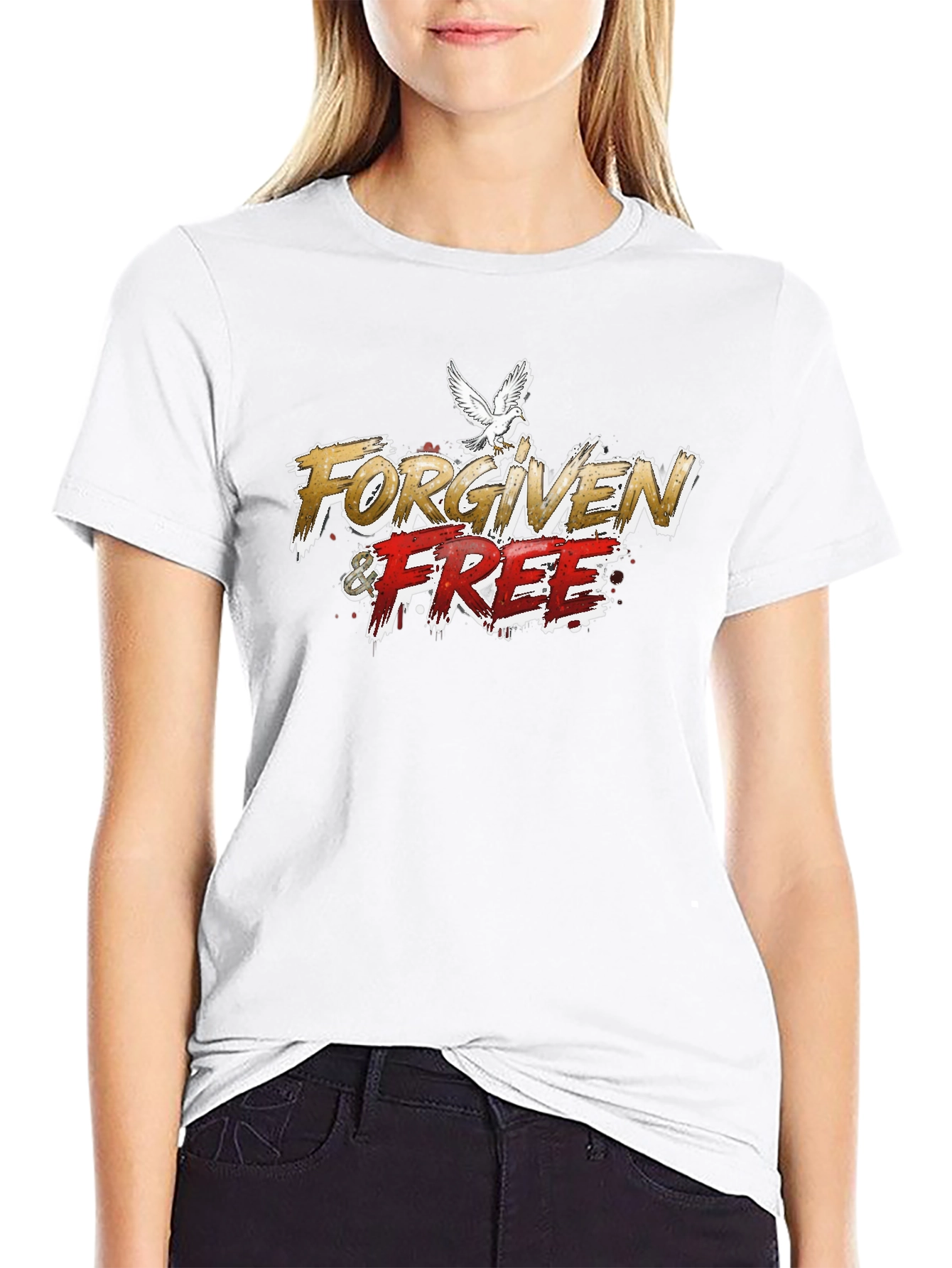 Forgiven & Free Graphic T-Shirt Dove Design