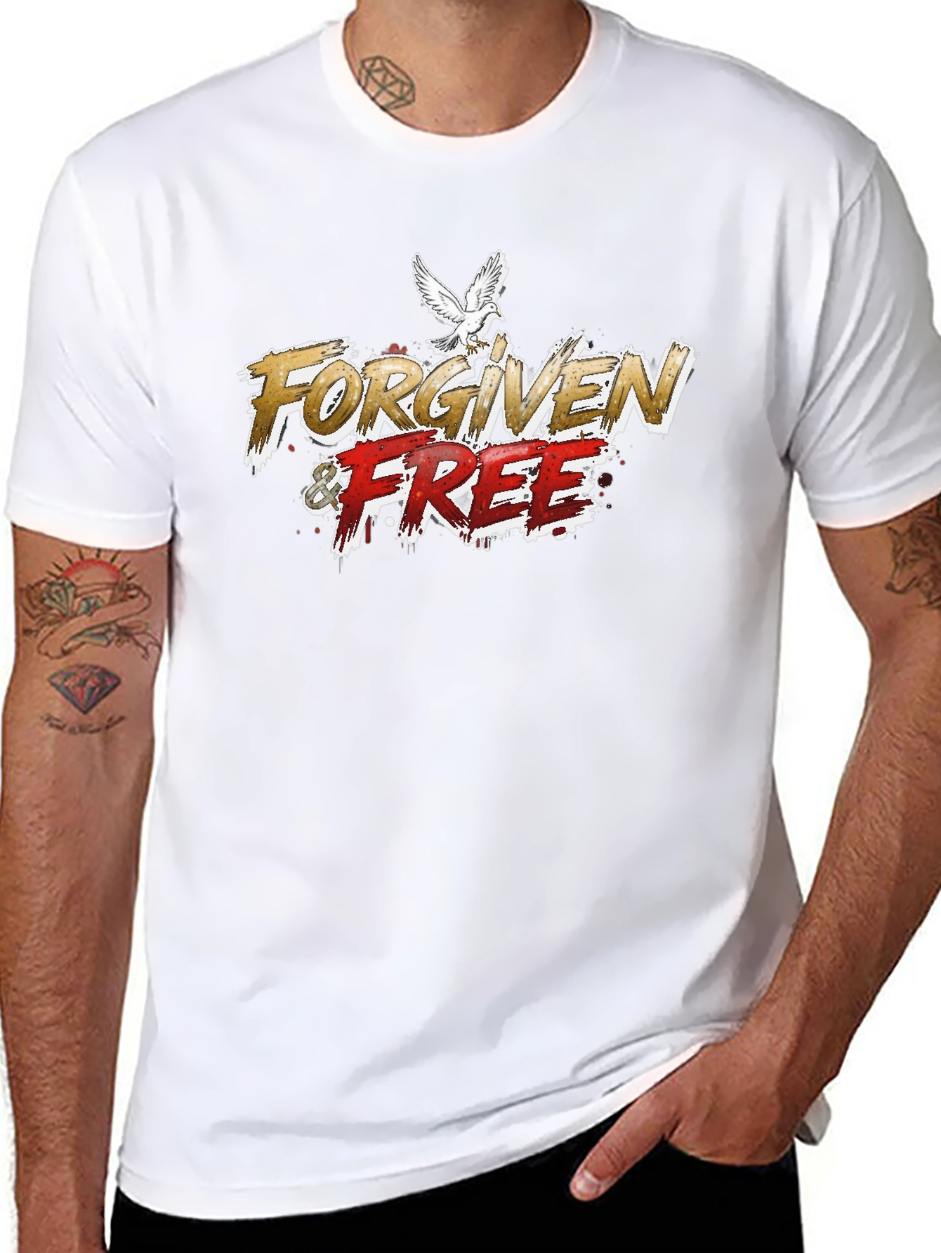 Forgiven & Free Graphic T-Shirt Dove Design