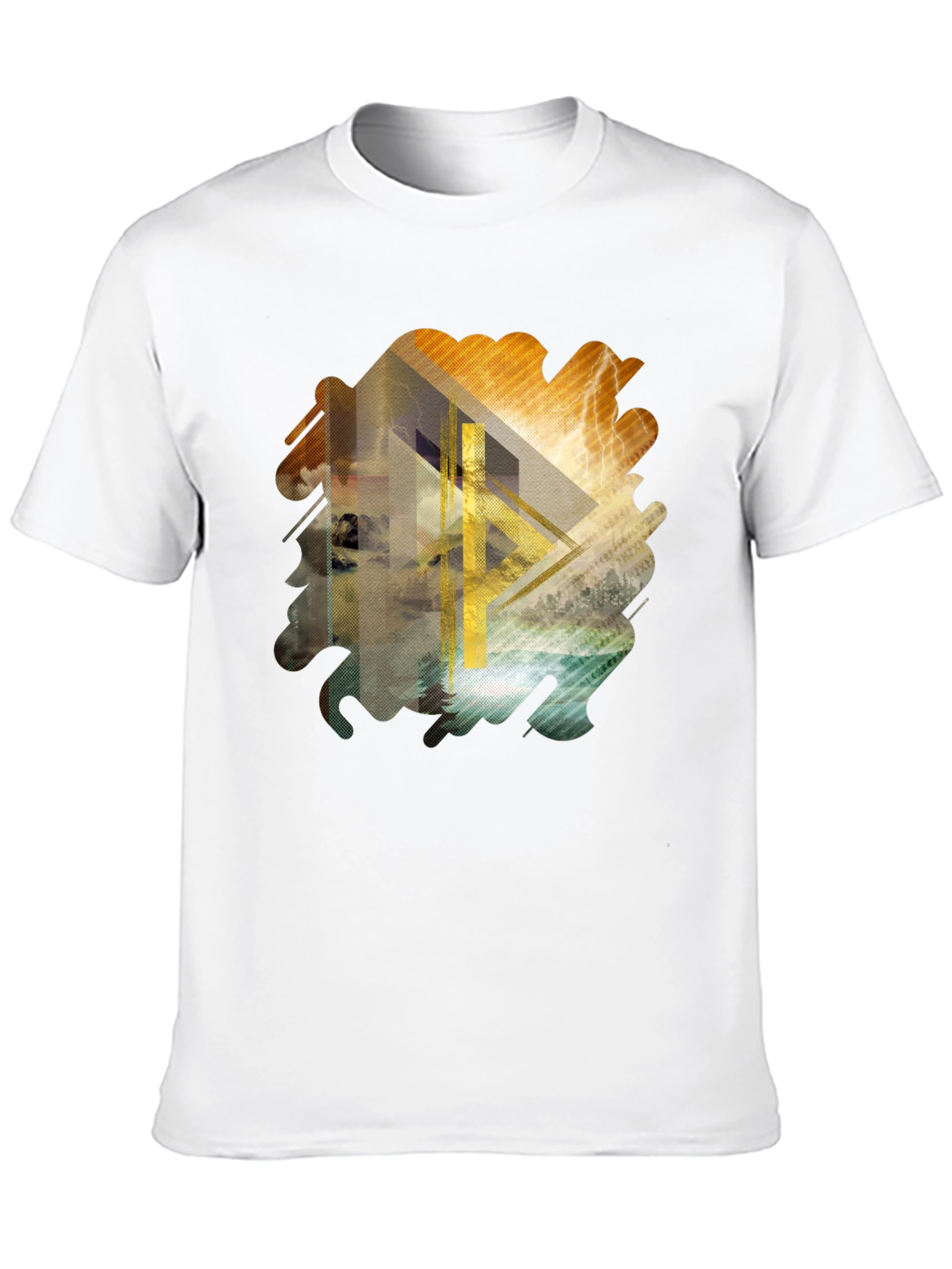 Abstract Geometric Graphic Print Black Tee