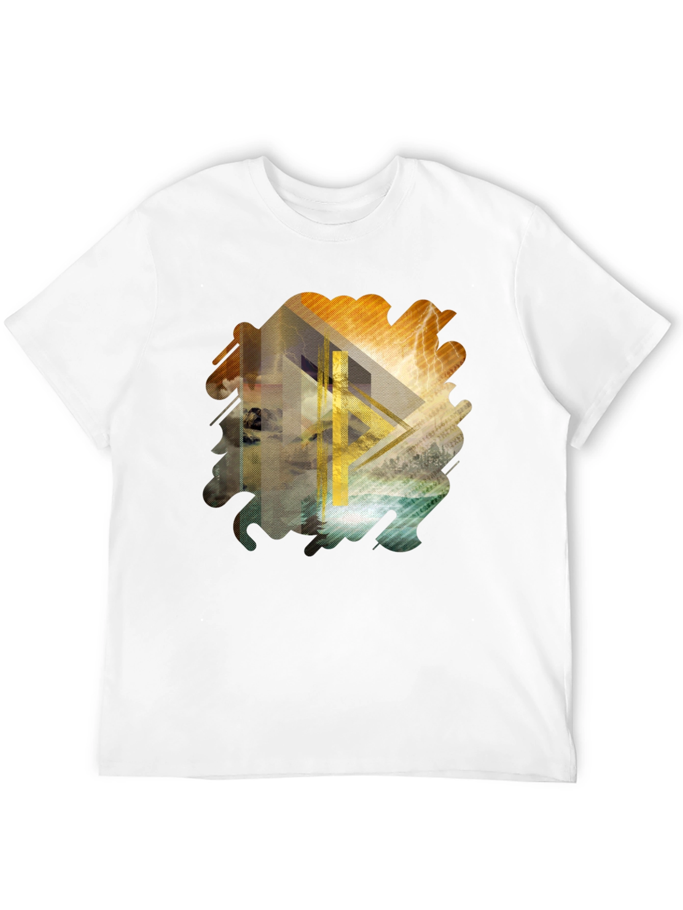 Abstract Geometric Graphic Print Black Tee