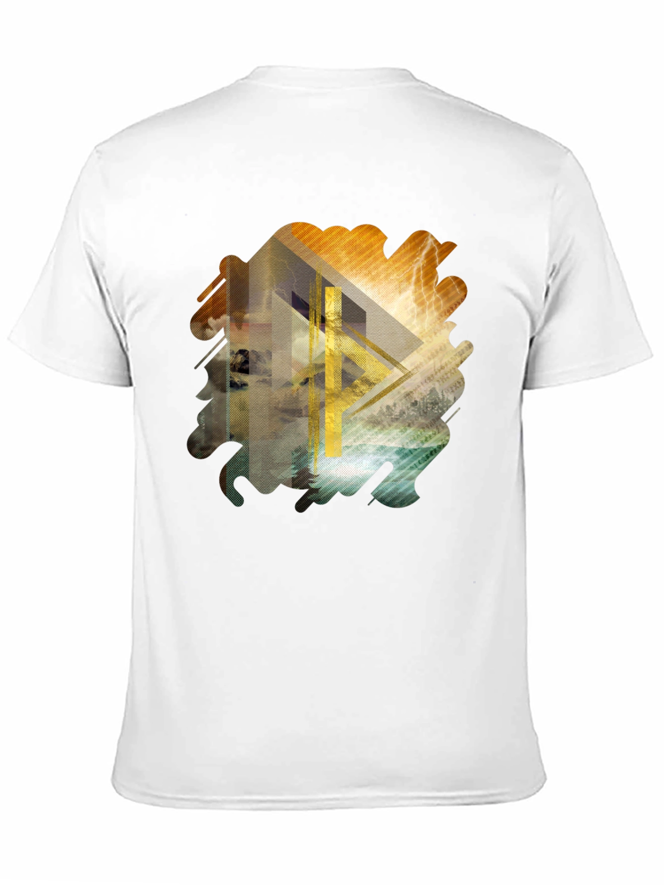 Abstract Geometric Graphic Print Black Tee