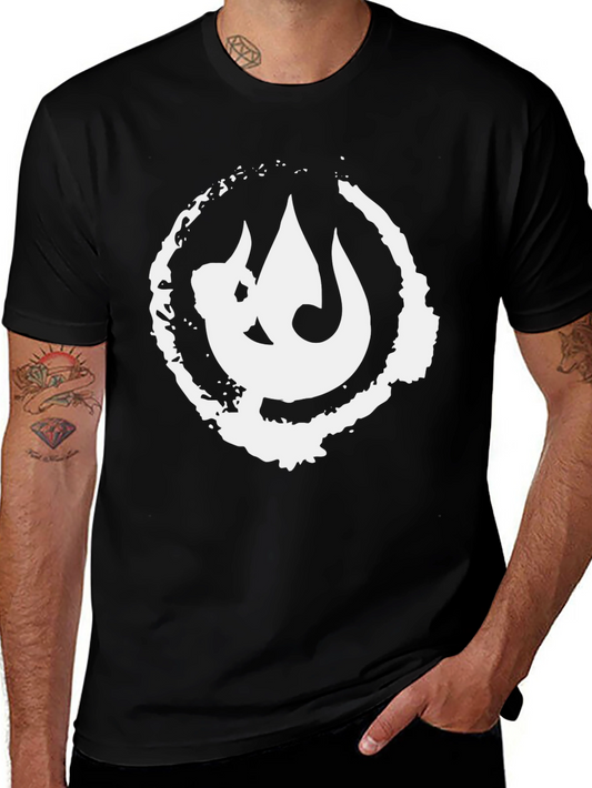 Black T-Shirt with White Graphic Print