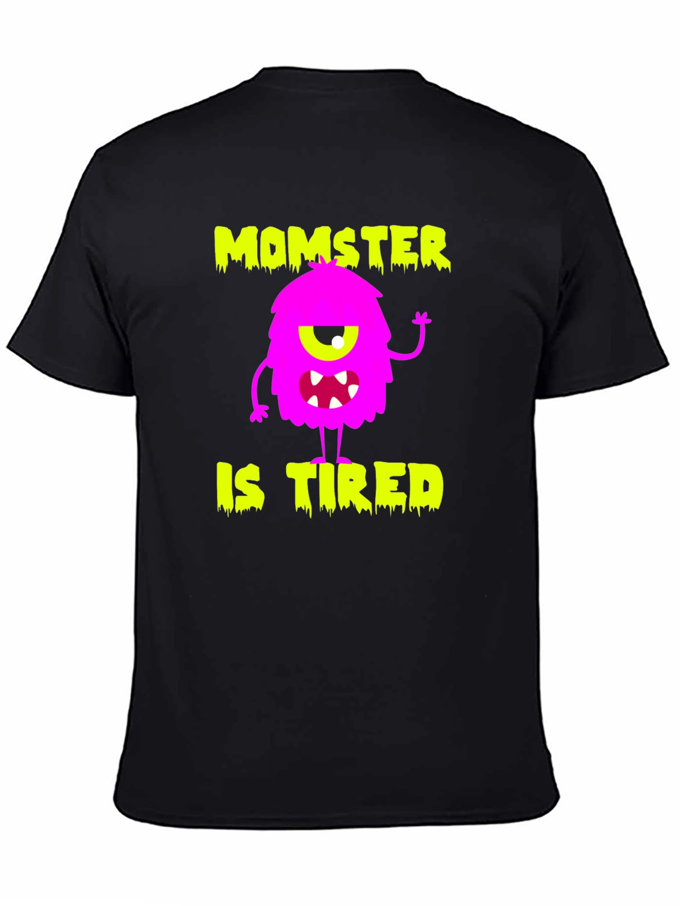 Momster is Tired Graphic T-Shirt - Black