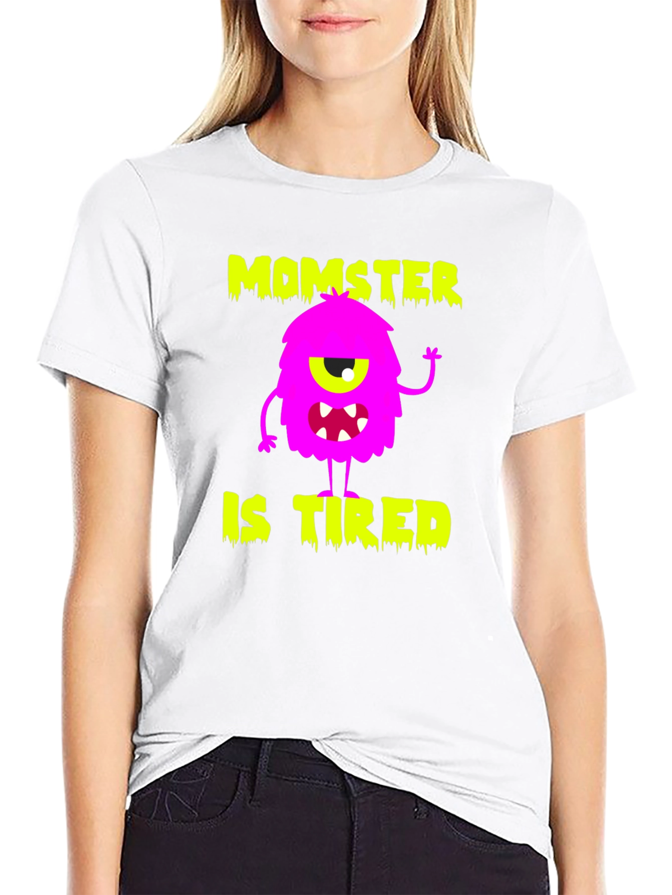 Momster is Tired Graphic T-Shirt - Black