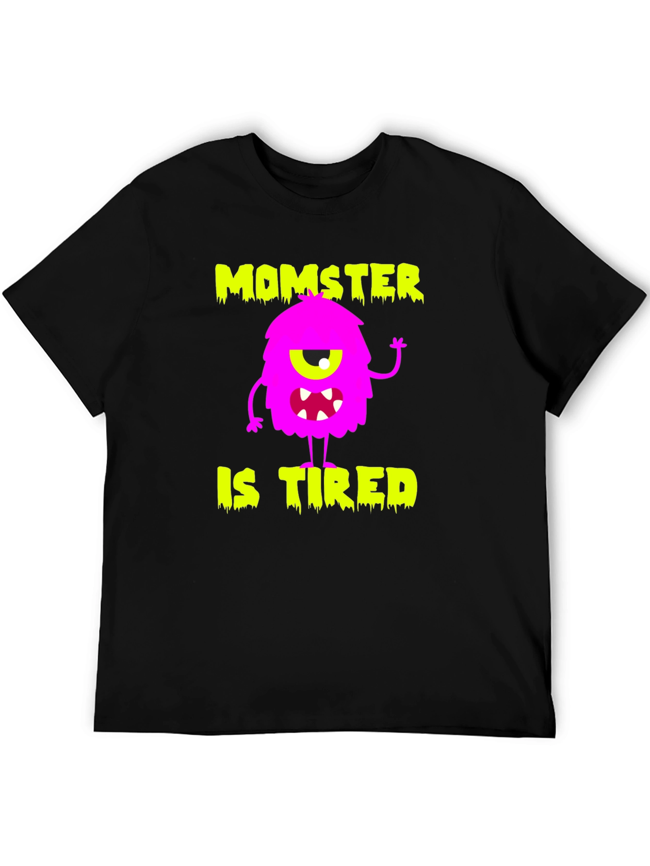 Momster is Tired Graphic T-Shirt - Black