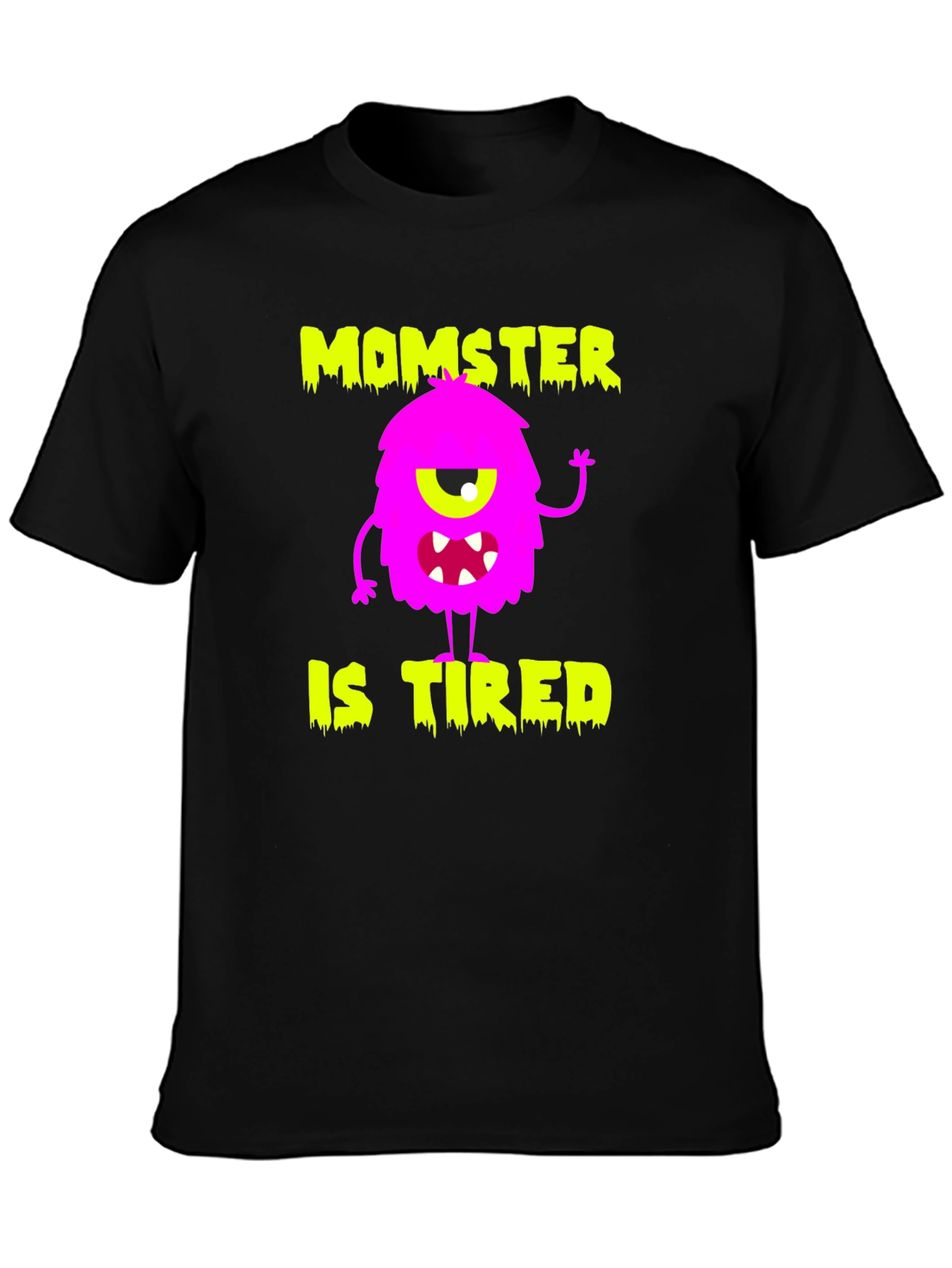 Momster is Tired Graphic T-Shirt - Black