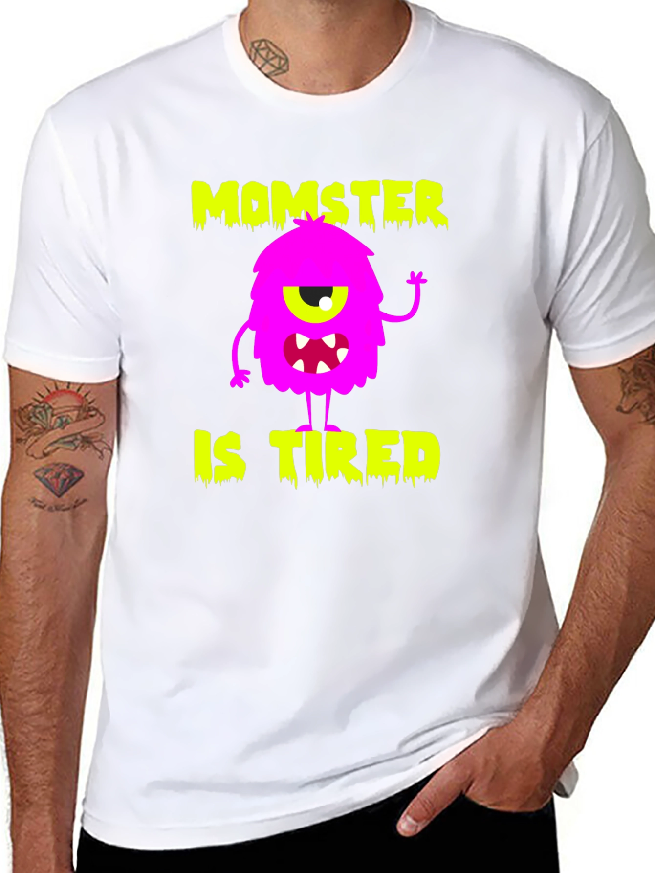 Momster is Tired Graphic T-Shirt - Black