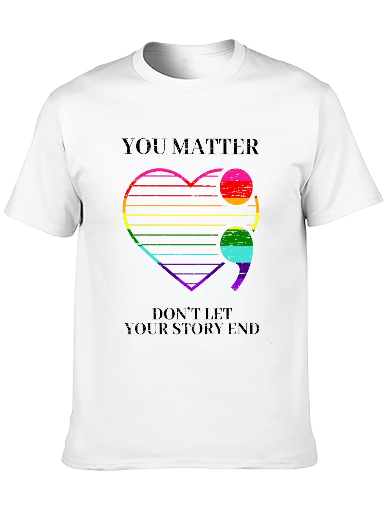 You Matter Rainbow Heart Semicolon T-Shirt