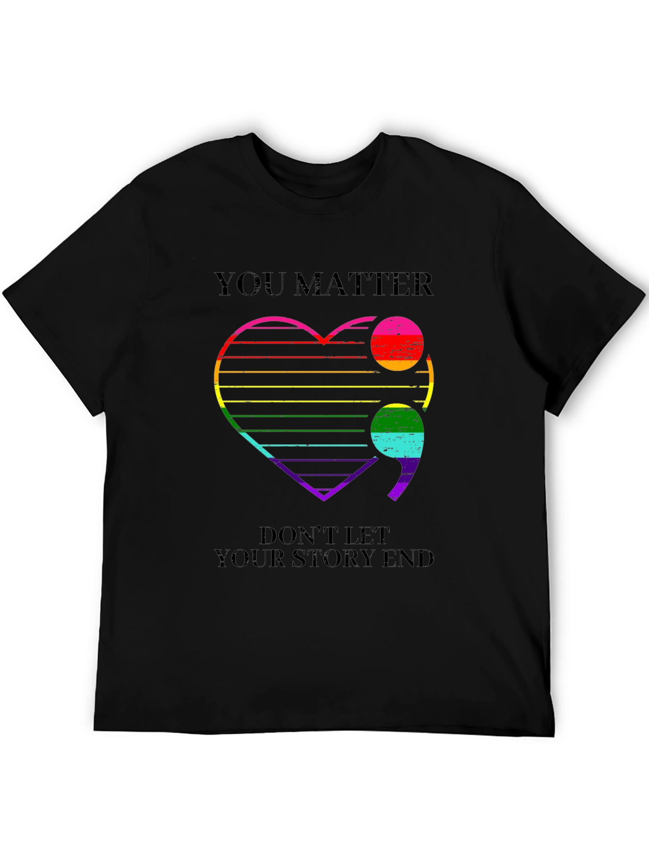 You Matter Rainbow Heart Semicolon T-Shirt