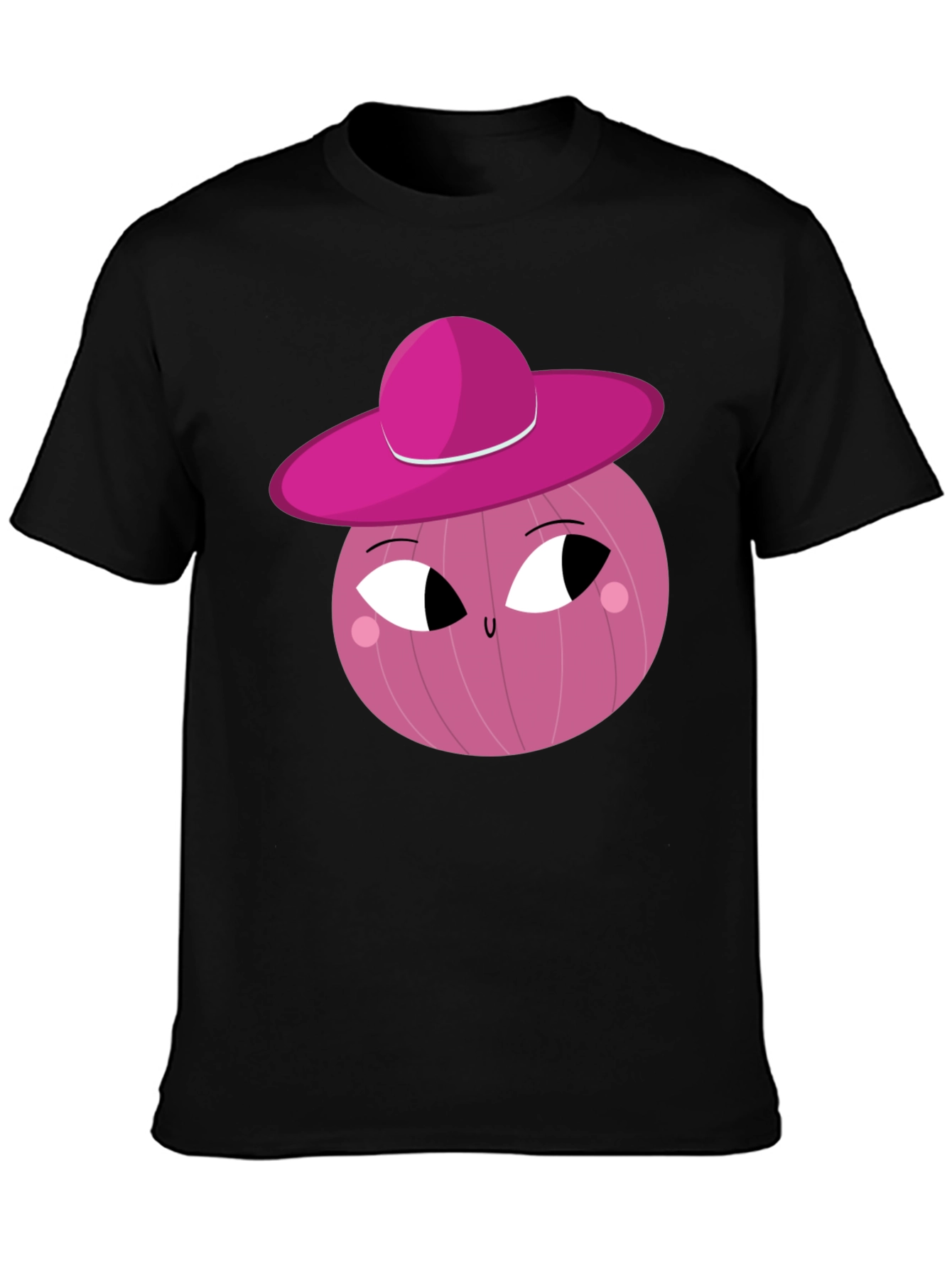 Whimsical Pink Onion Character Graphic T-Shirt