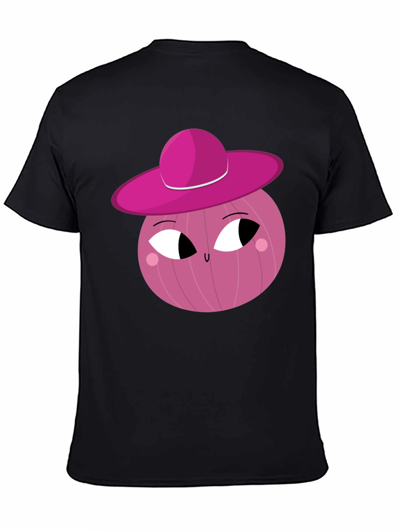 Whimsical Pink Onion Character Graphic T-Shirt