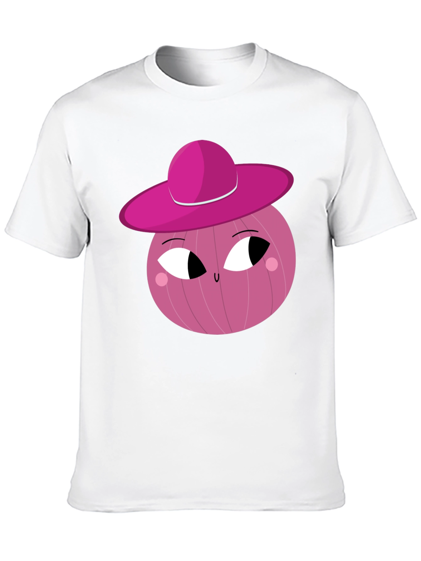 Whimsical Pink Onion Character Graphic T-Shirt