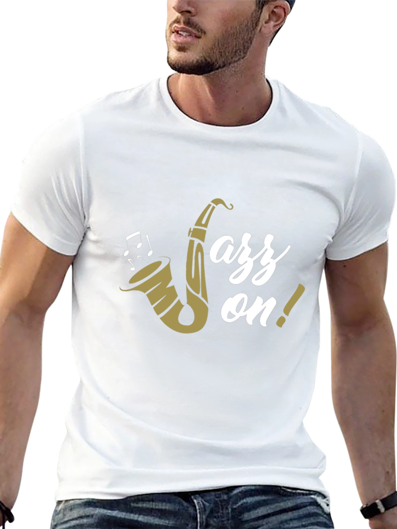 Jazz On! Graphic Print Black Cotton T-Shirt
