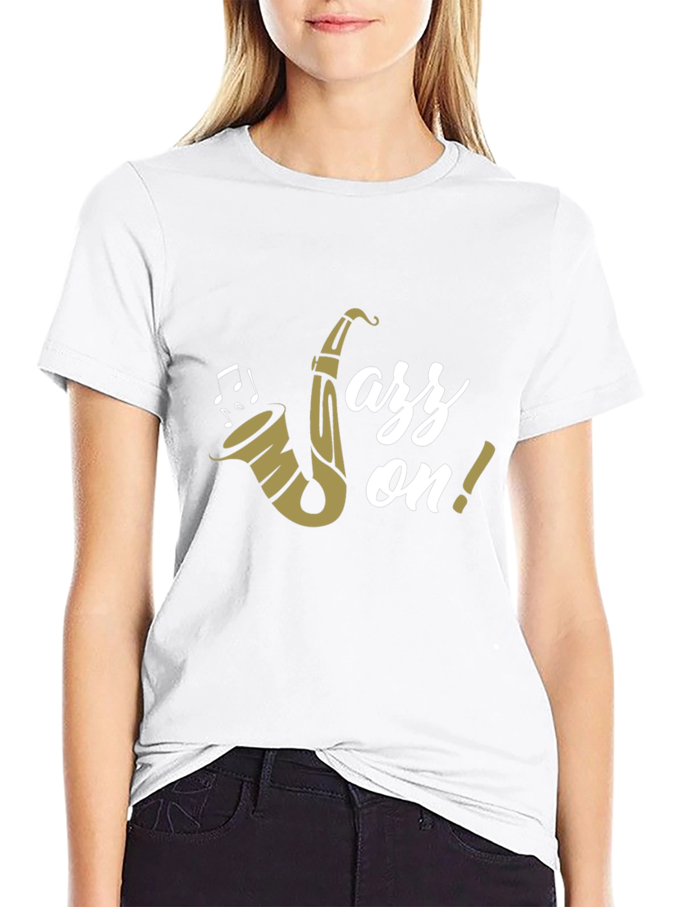 Jazz On! Graphic Print Black Cotton T-Shirt