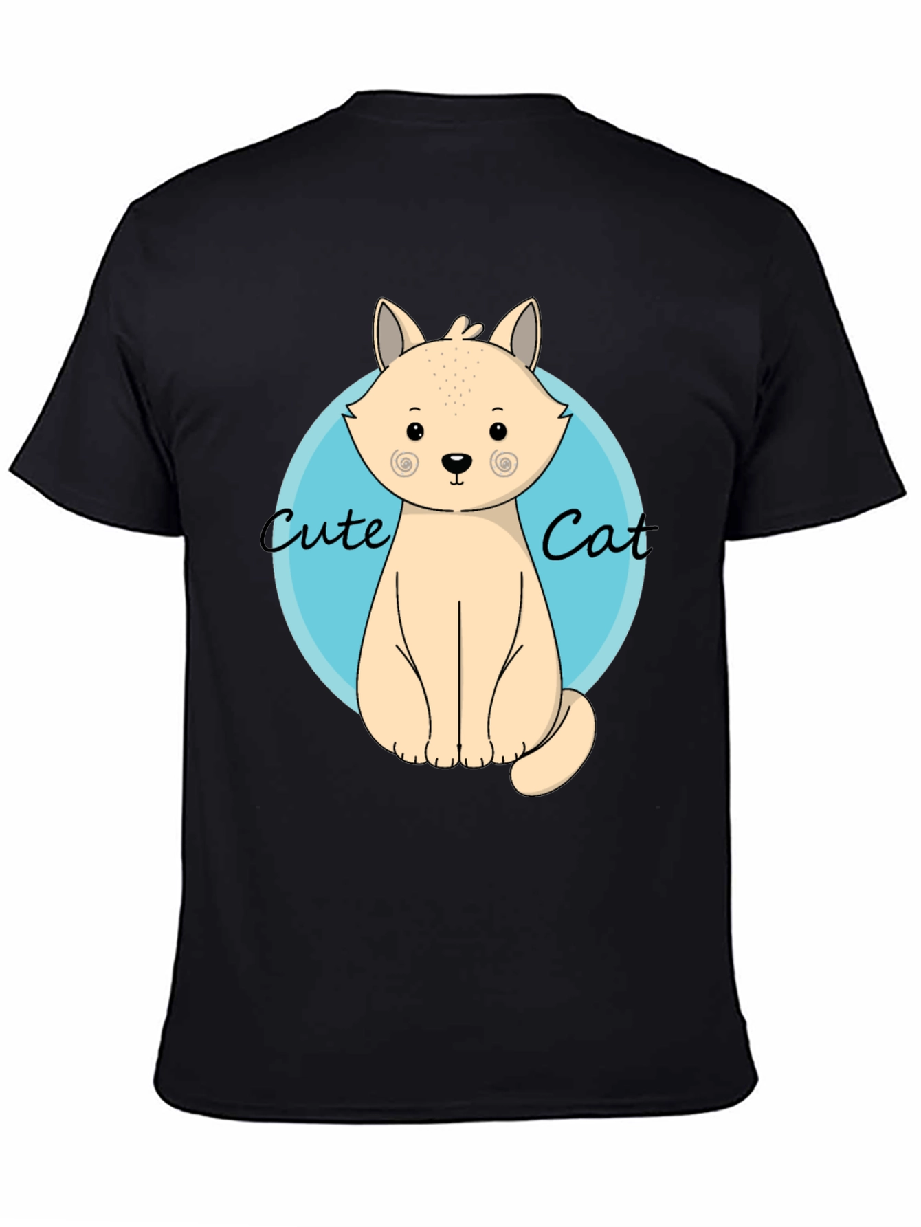 Cute Cat Graphic T-Shirt - Black