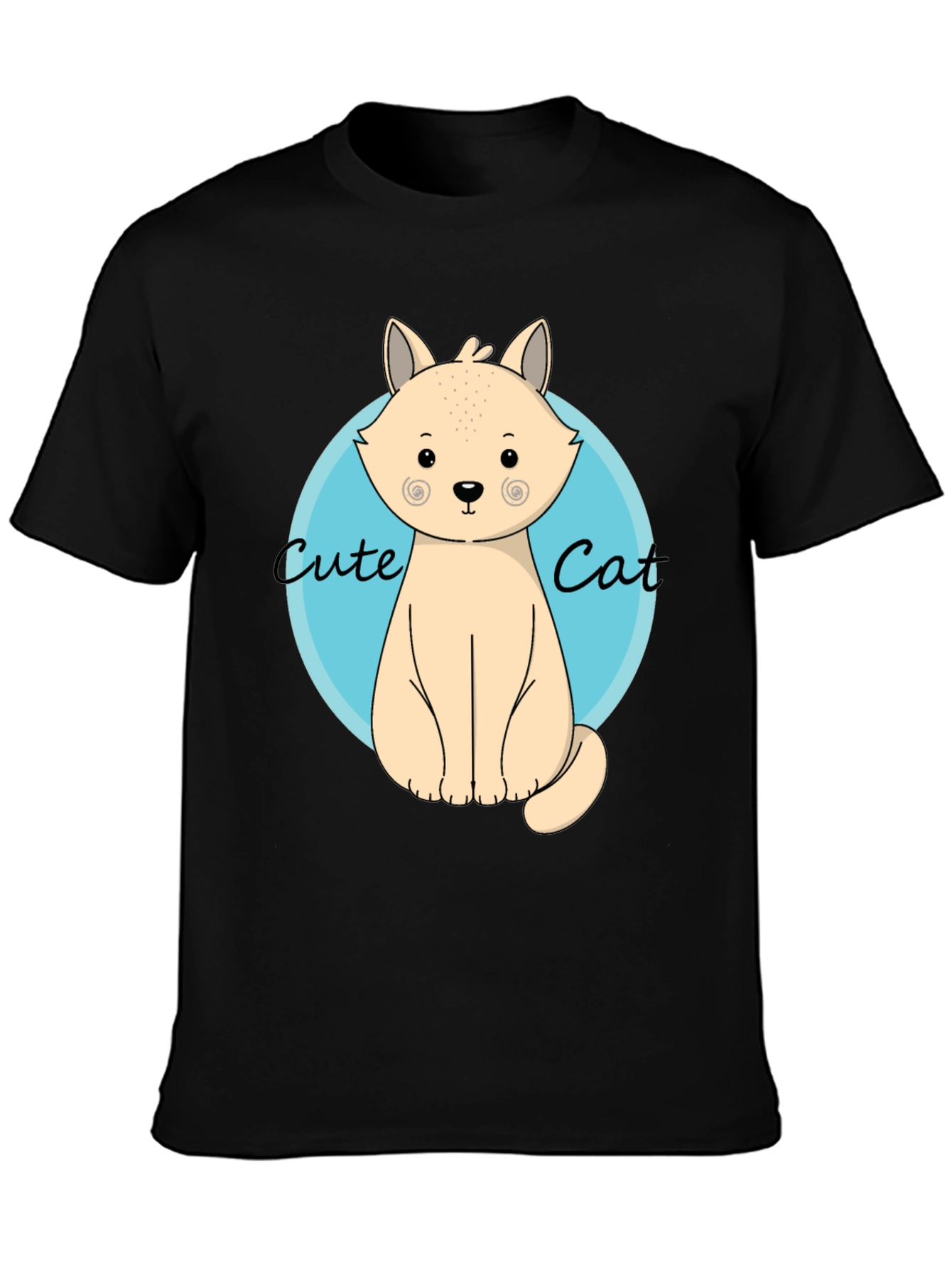 Cute Cat Graphic T-Shirt - Black
