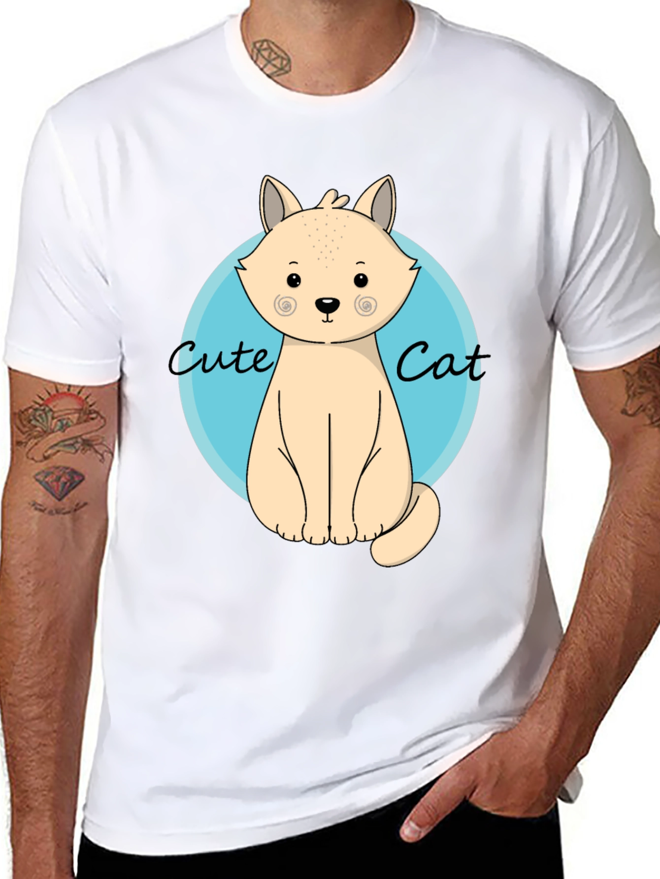 Cute Cat Graphic T-Shirt - Black