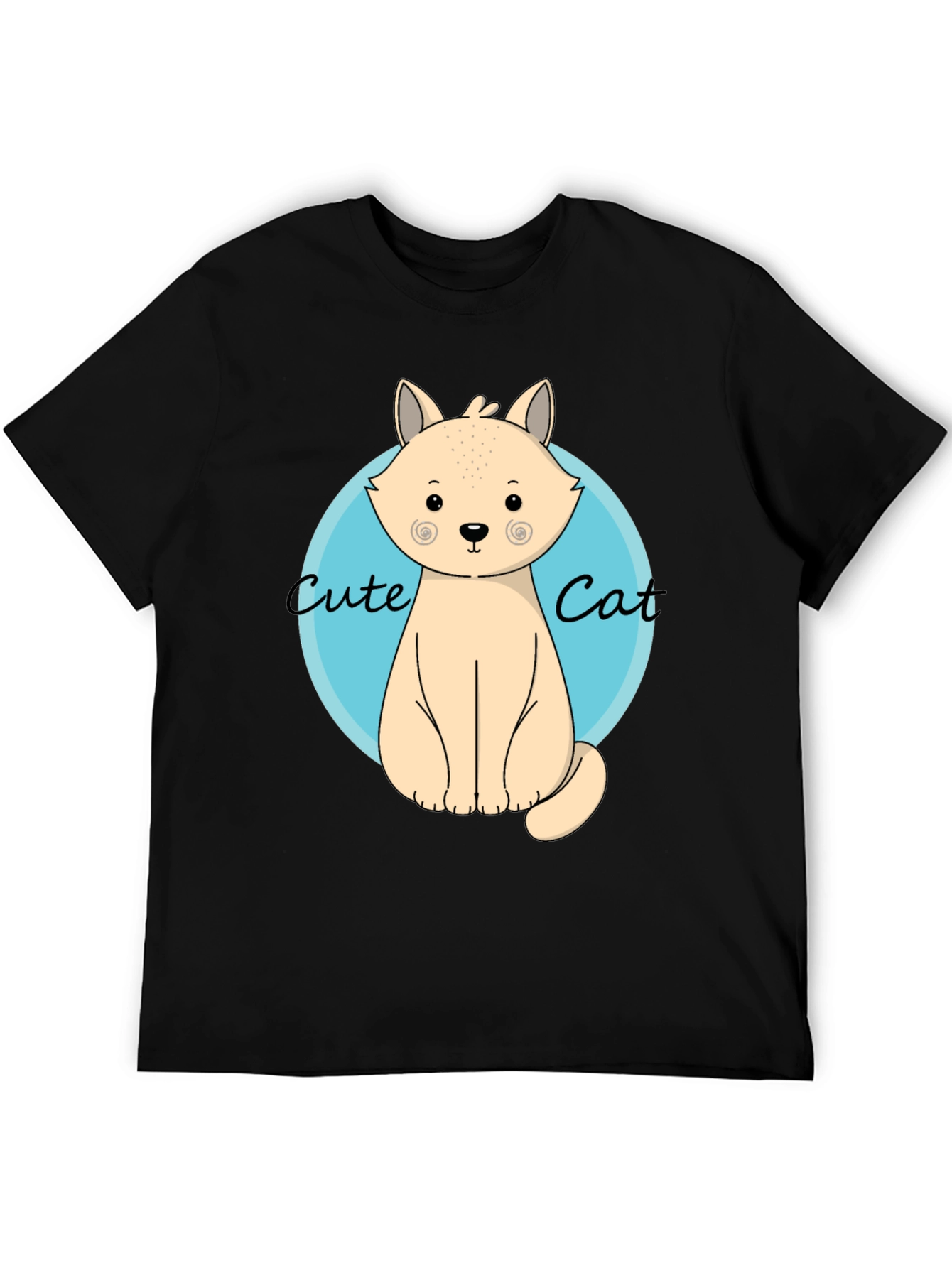 Cute Cat Graphic T-Shirt - Black