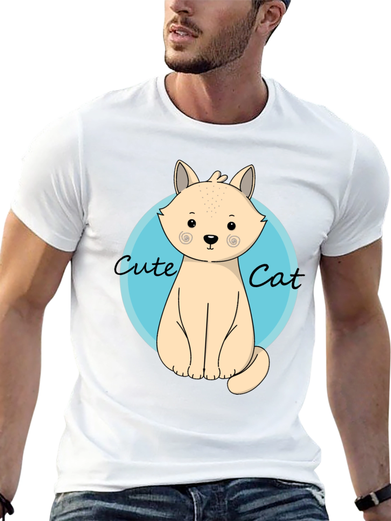 Cute Cat Graphic T-Shirt - Black
