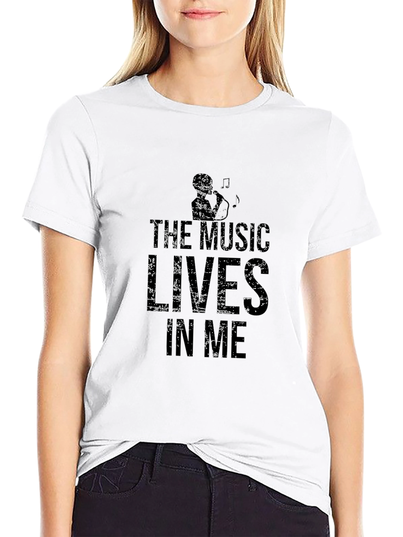 Music Lives in Me Black Graphic Tee